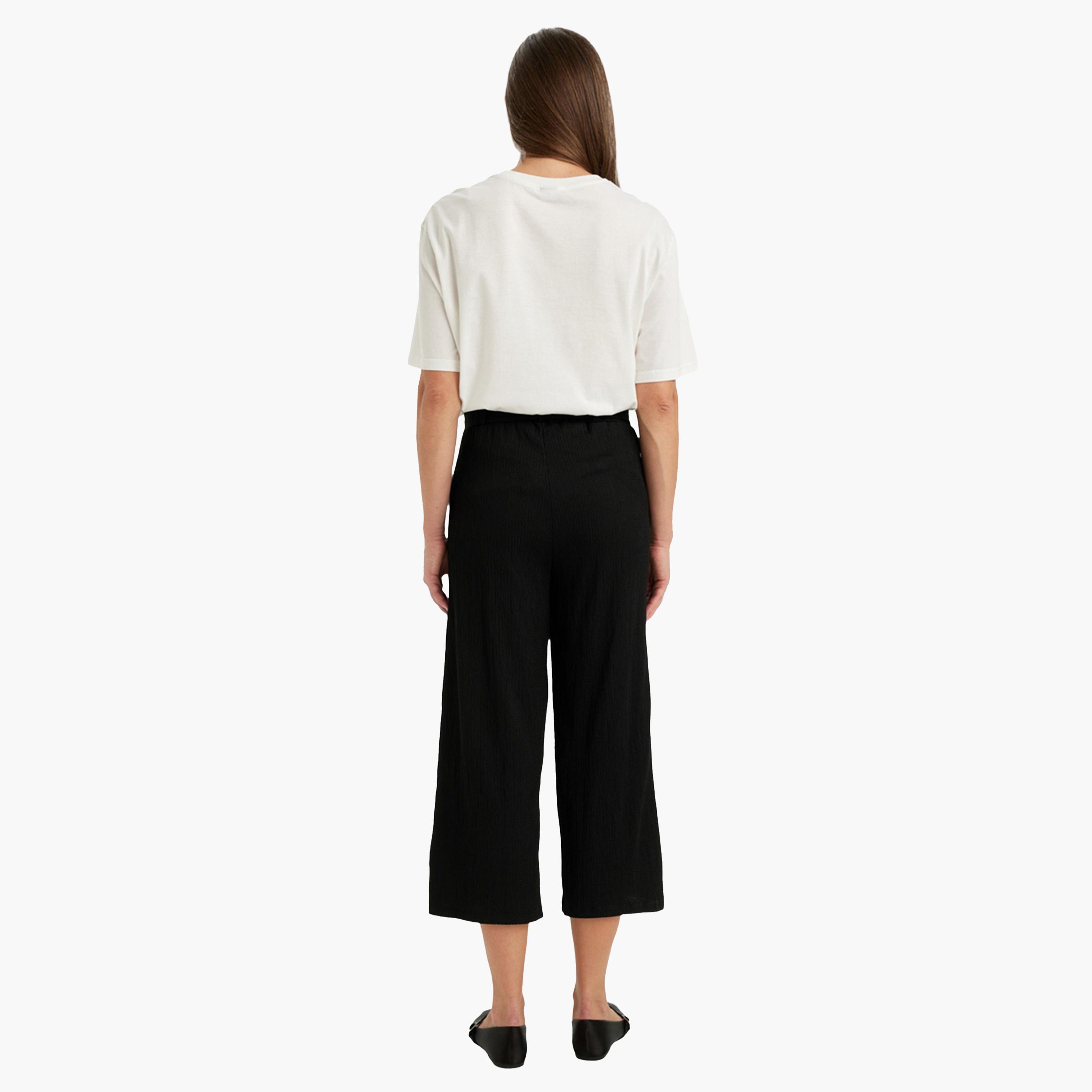 ديفاكتو × ستايلي - بنطال أسود مضلع بقصة عادية-women-clothing-bottoms-trousers-image-5