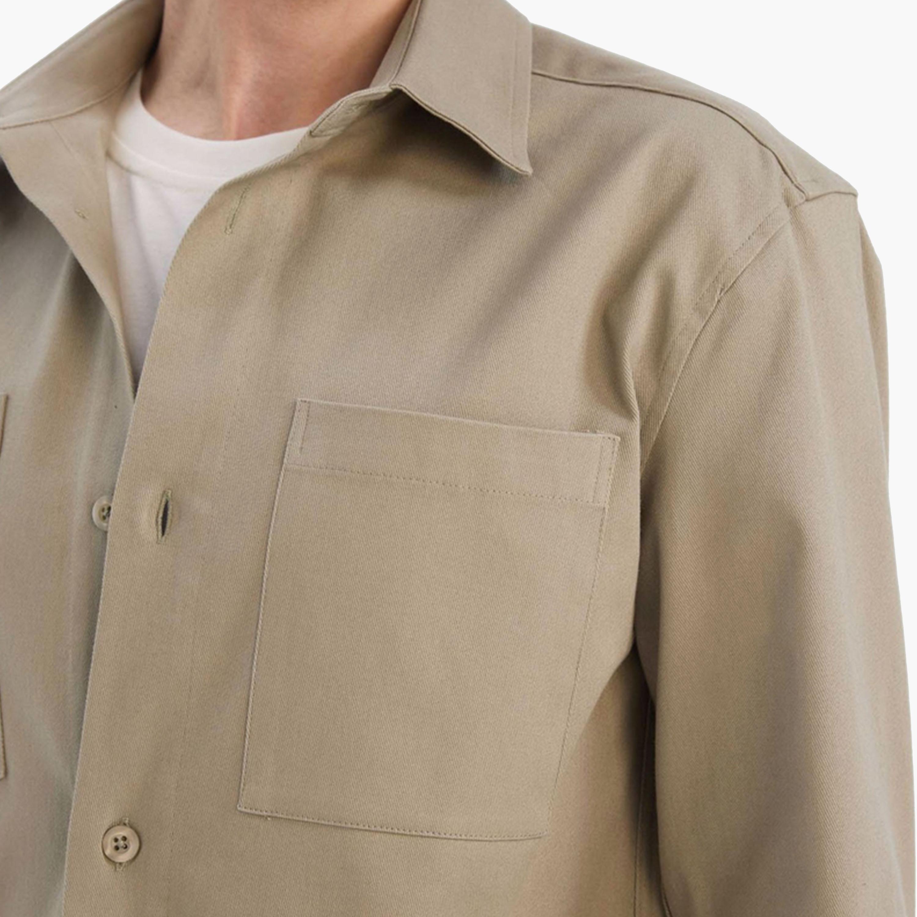 DeFacto X Styli Mens Khaki Button-Down Long Sleeve Shirt-men-clothing-shirts-image-5