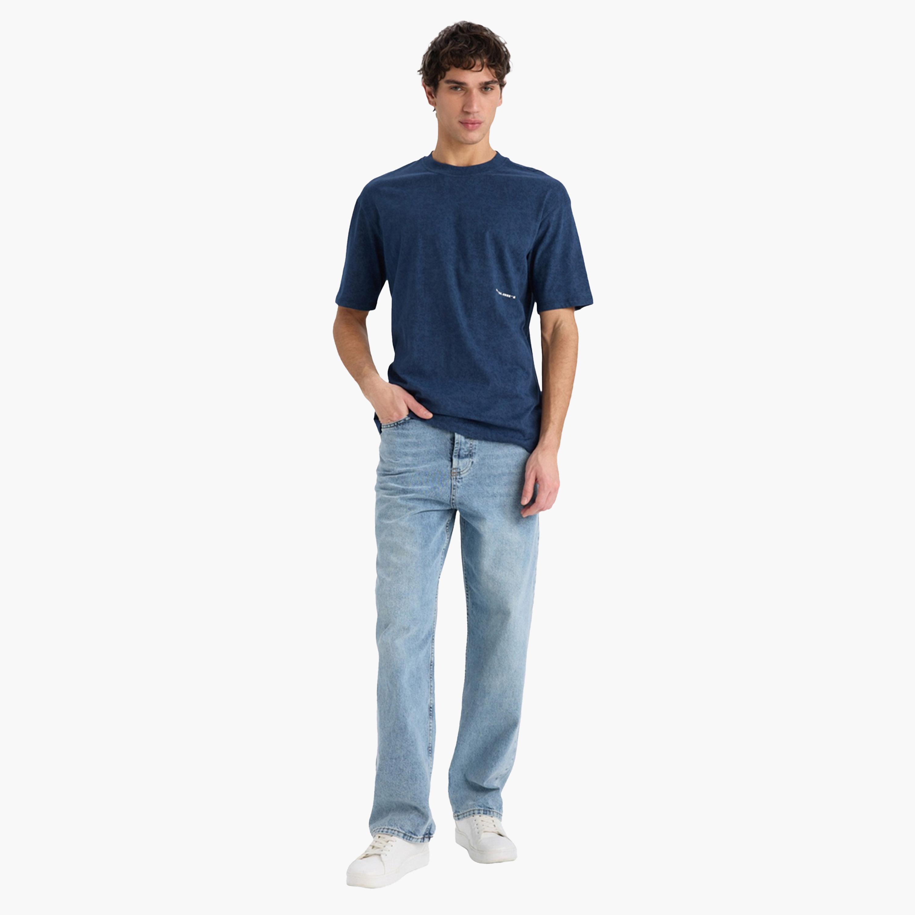 DeFacto X Styli Men Regular Fit Cotton T-Shirt - Blue-men-clothing-tshirtsandpolos-tshirts-image-2