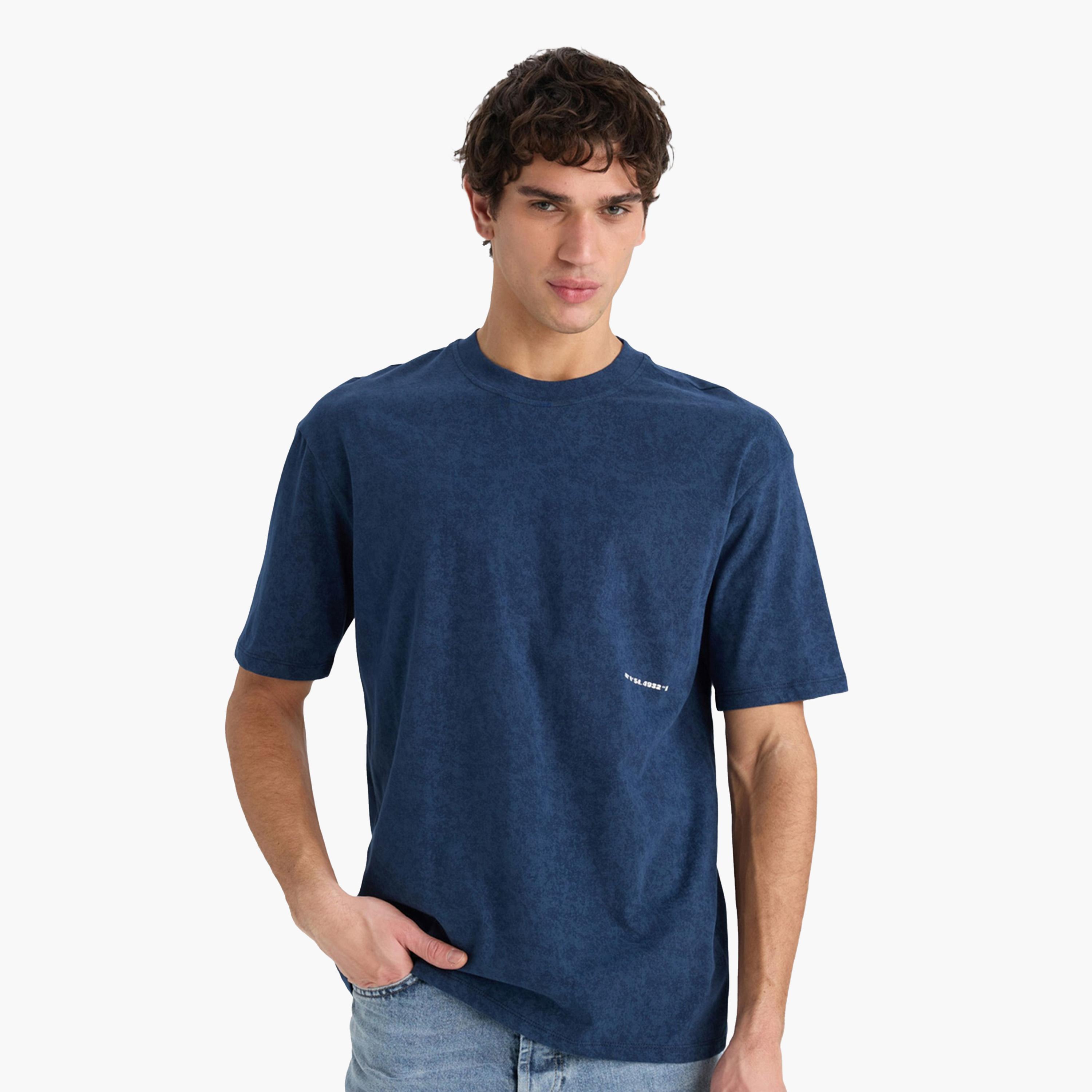 DeFacto X Styli Men Regular Fit Cotton T-Shirt - Blue-men-clothing-tshirtsandpolos-tshirts-image-3