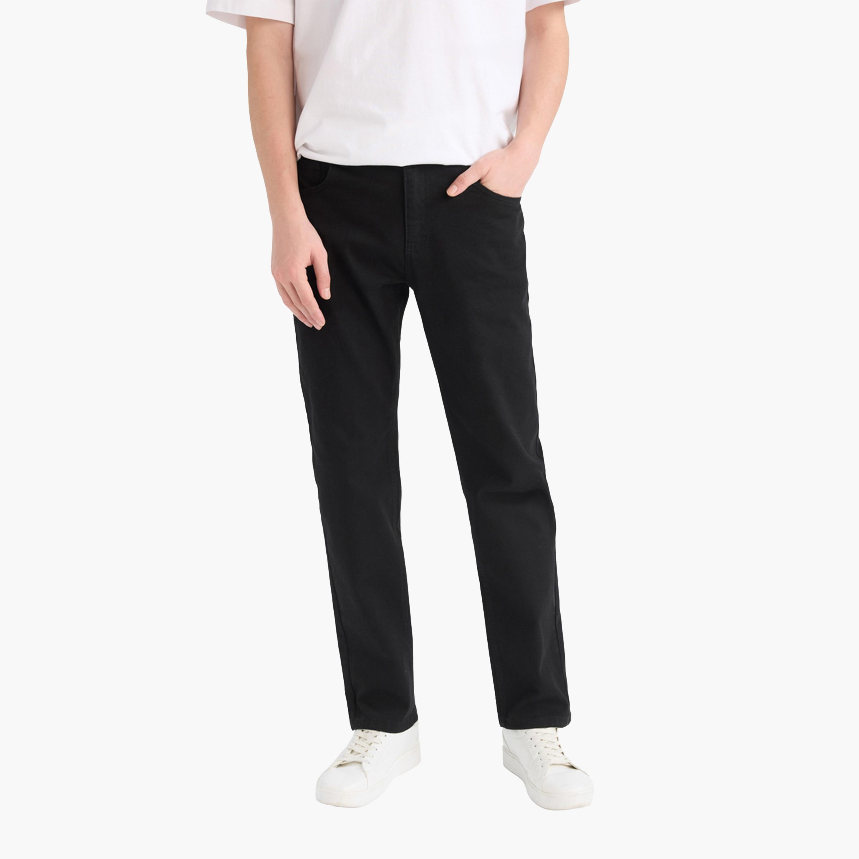 ديفاكتو × ستايلي-  بنطلون جينز رجالي قصّة مستقيمة باللون الأسود-men-clothing-bottoms-jeans-image-1