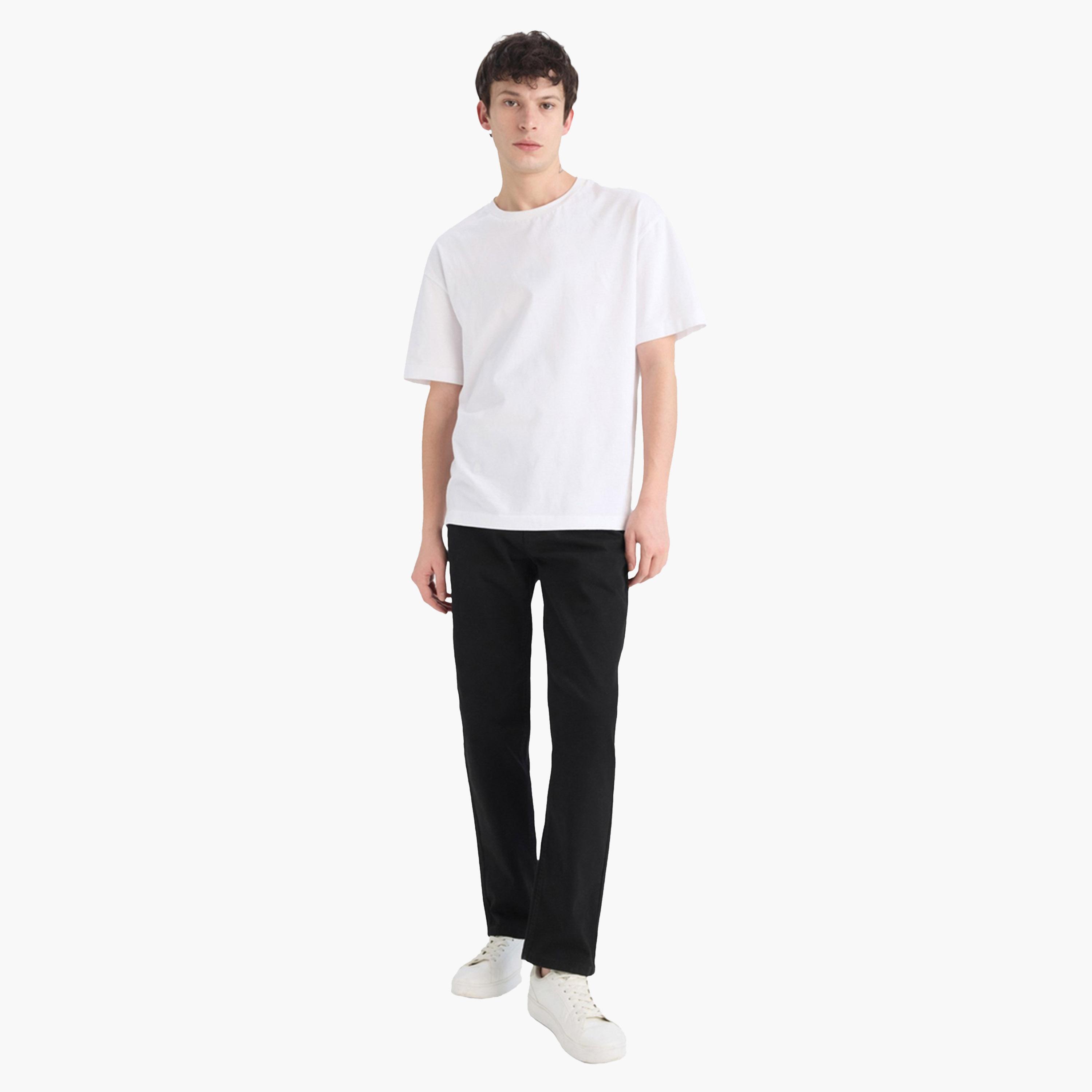 DeFacto X Styli Men's Black Dark Wash Straight Fit Jeans-men-clothing-bottoms-jeans-image-3