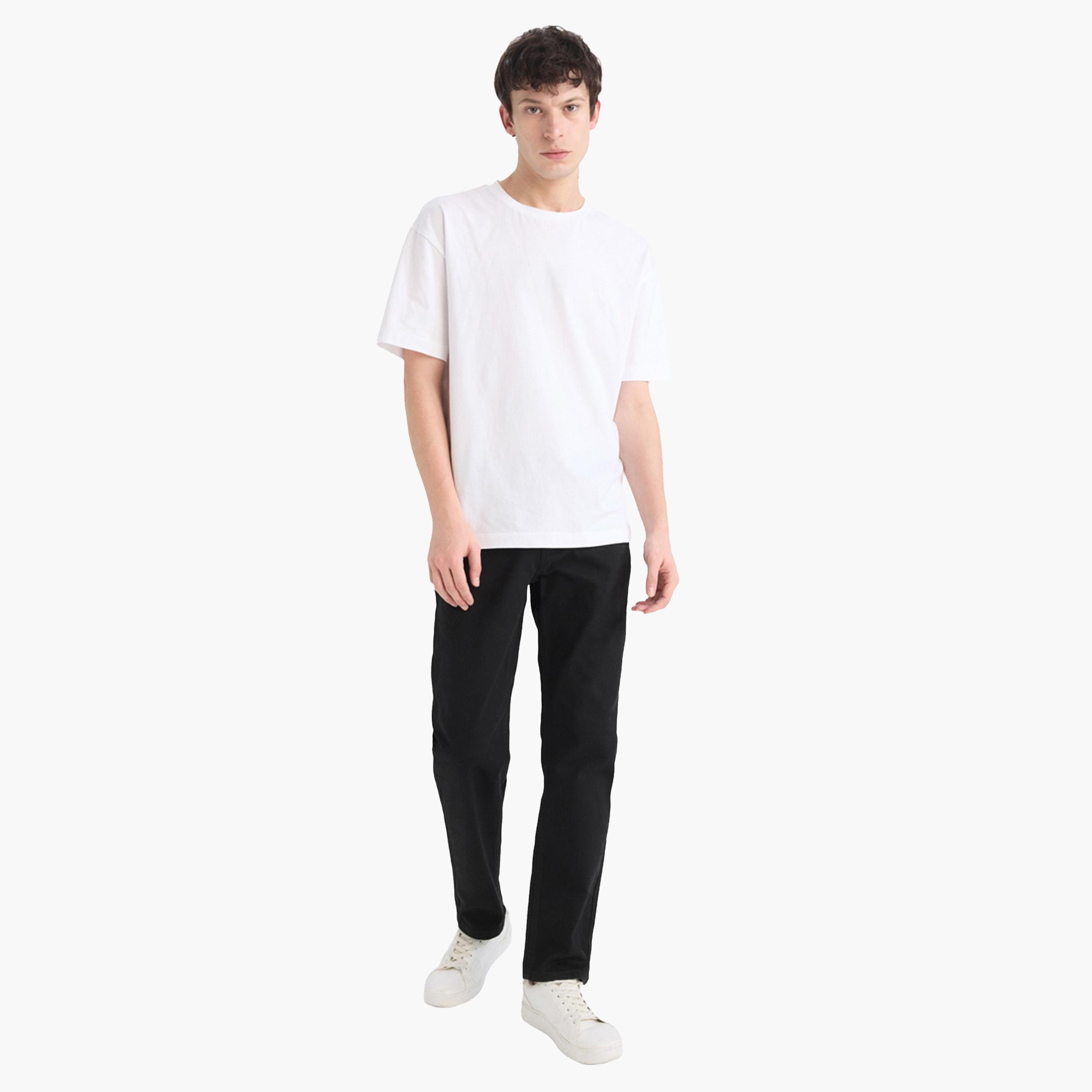 DeFacto X Styli Men's Black Dark Wash Straight Fit Jeans-men-clothing-bottoms-jeans-image-4