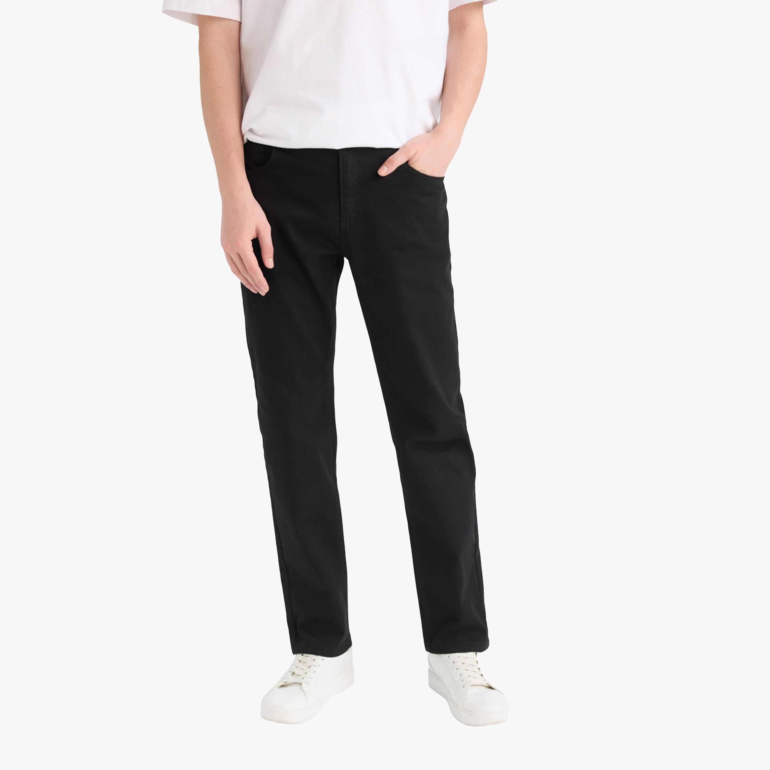 DeFacto X Styli Men's Black Dark Wash Straight Fit Jeans-men-clothing-bottoms-jeans-image-6