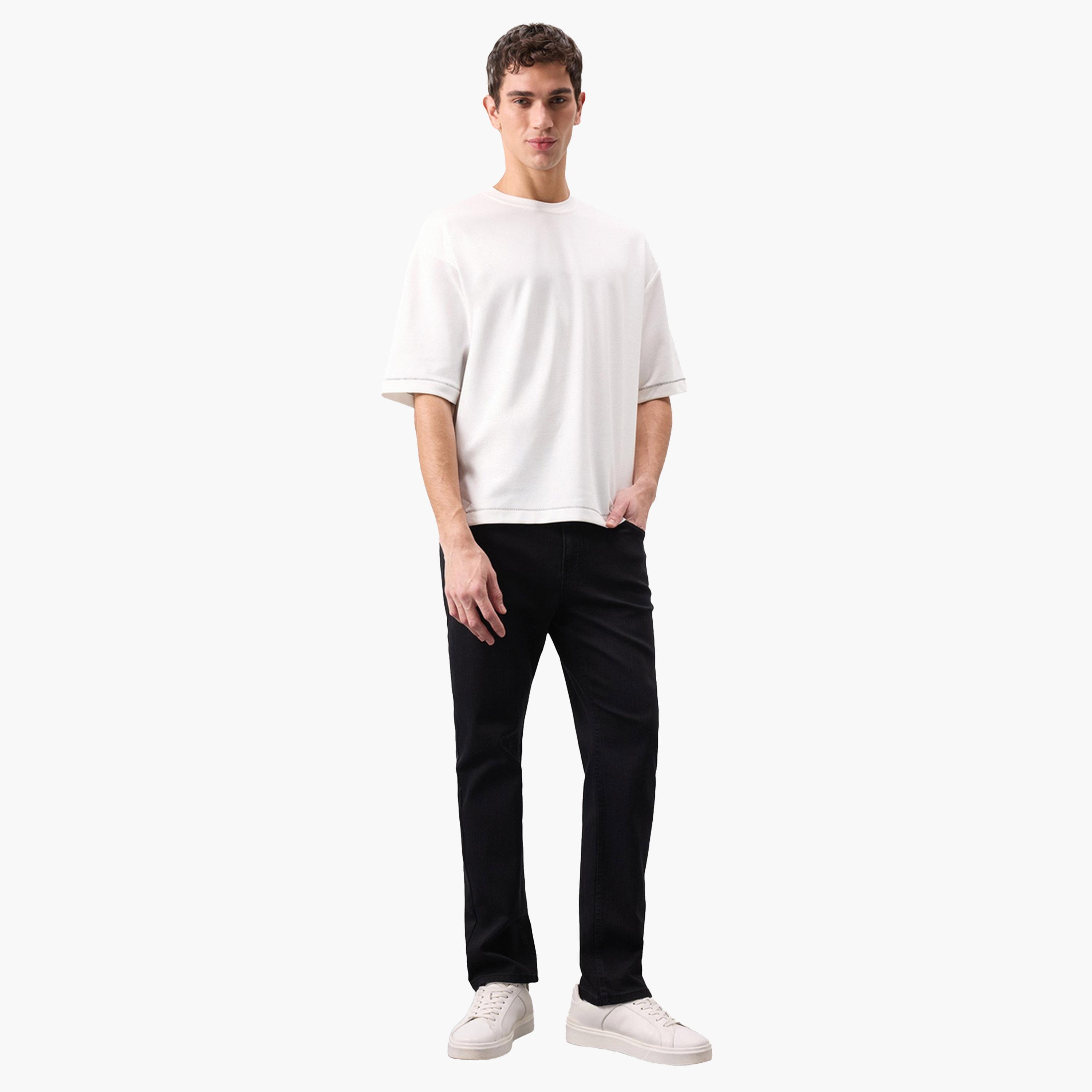 DeFacto X Styli Men's Black Dark Wash Straight Leg Jeans-men-clothing-bottoms-jeans-image-2