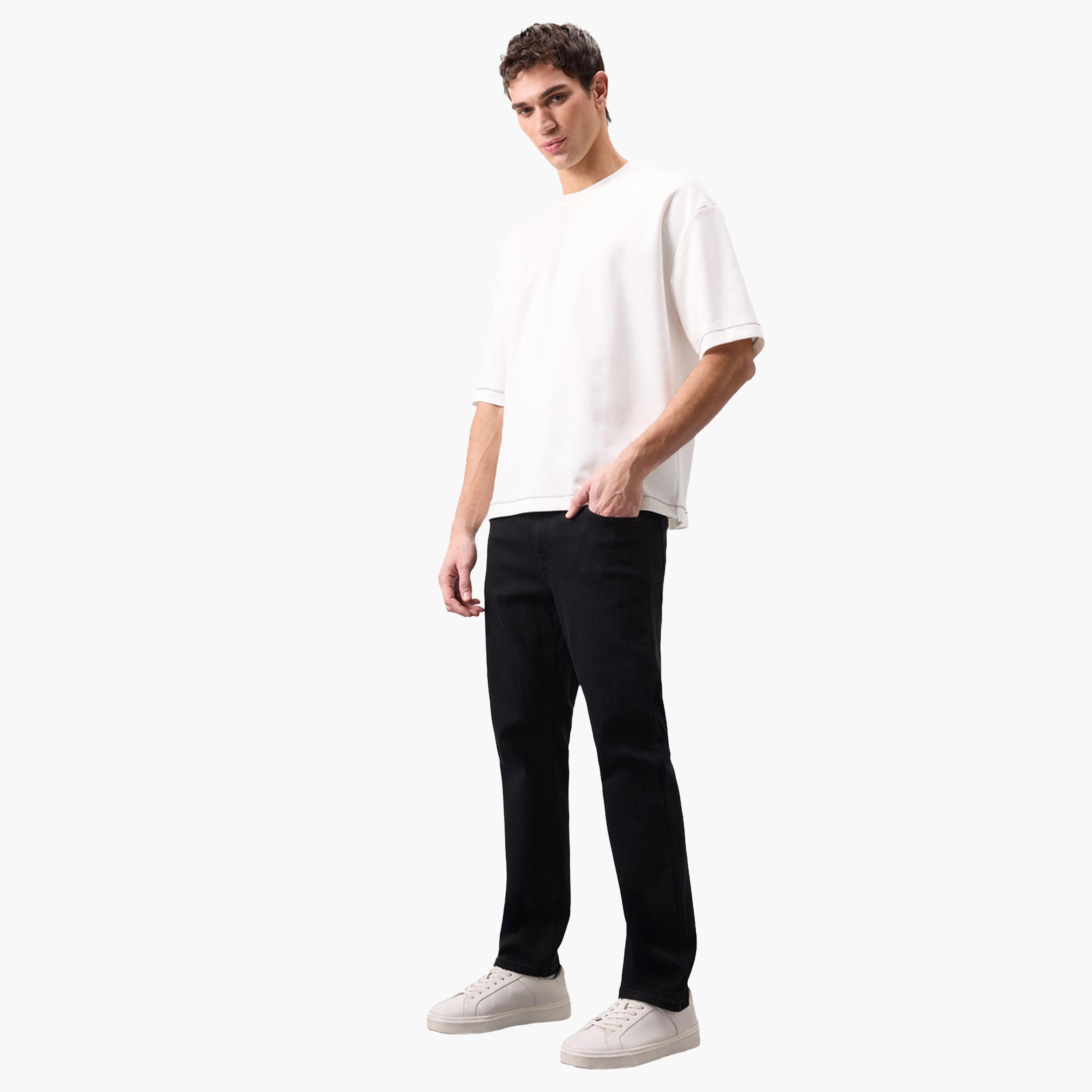 ديفاكتو × ستايلي-  بنطال جينز رجالي أسود بساق مستقيمة-men-clothing-bottoms-jeans-image-3