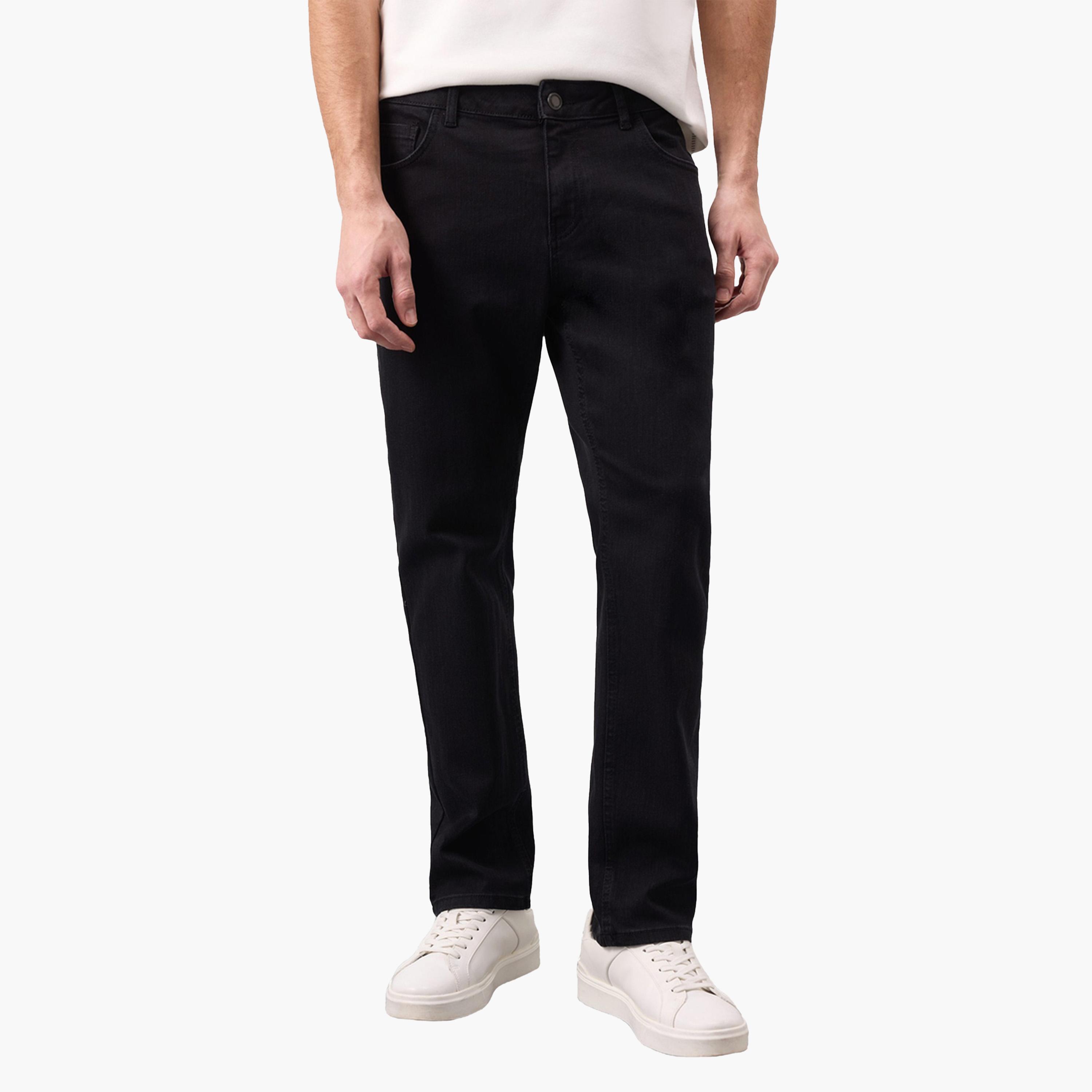 DeFacto X Styli Men's Black Dark Wash Straight Leg Jeans-men-clothing-bottoms-jeans-image-5