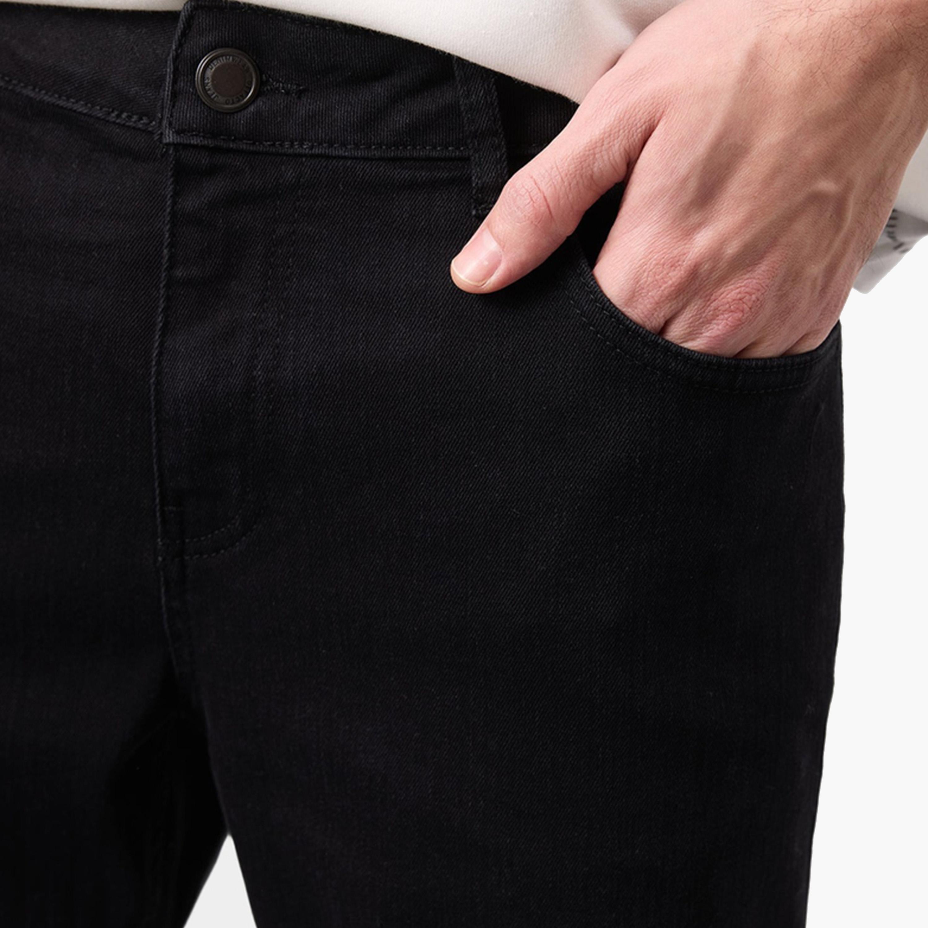 DeFacto X Styli Men's Black Dark Wash Straight Leg Jeans-men-clothing-bottoms-jeans-image-6
