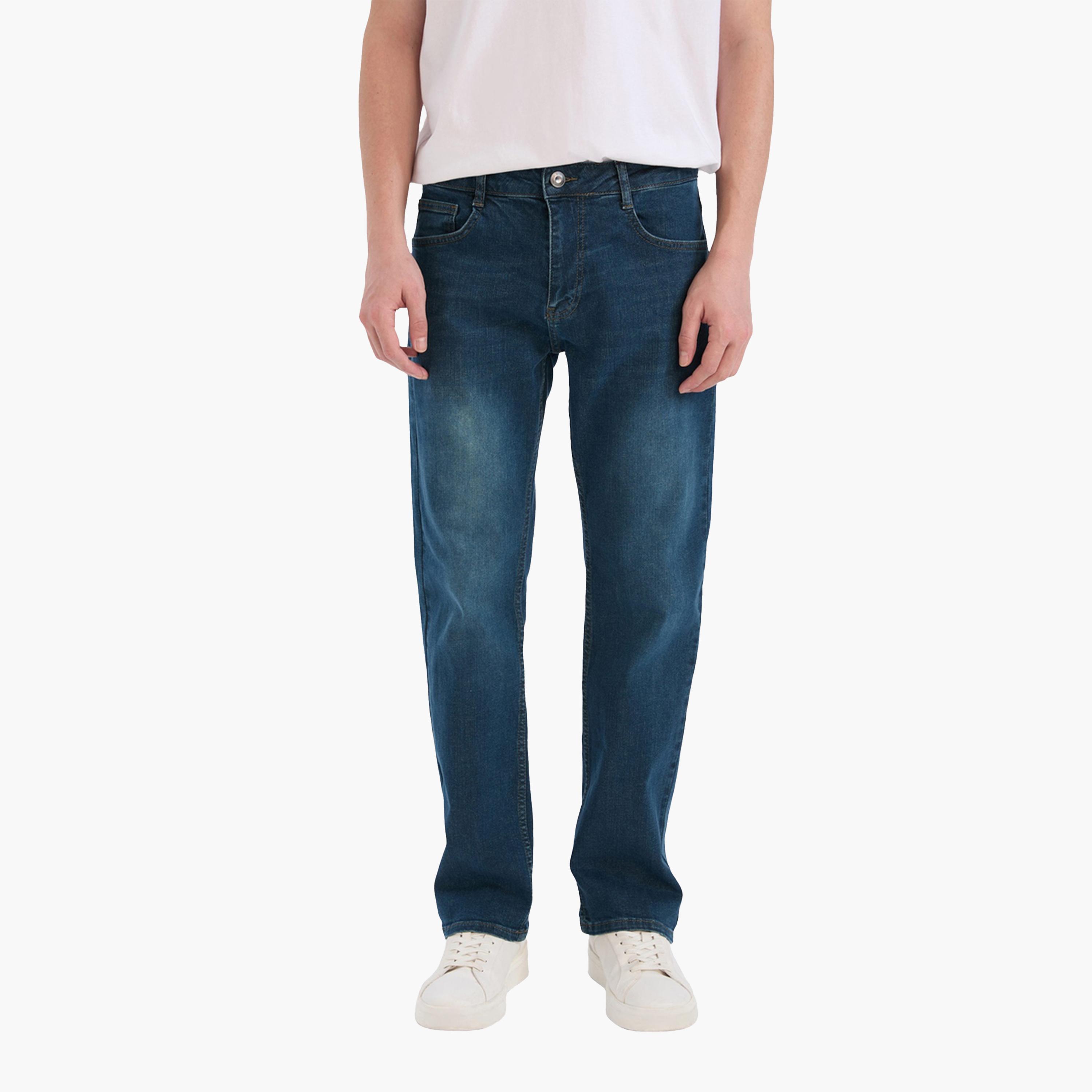 DeFacto X Styli Men's Dark Wash Blue Straight Leg Jeans-men-clothing-bottoms-jeans-image-1
