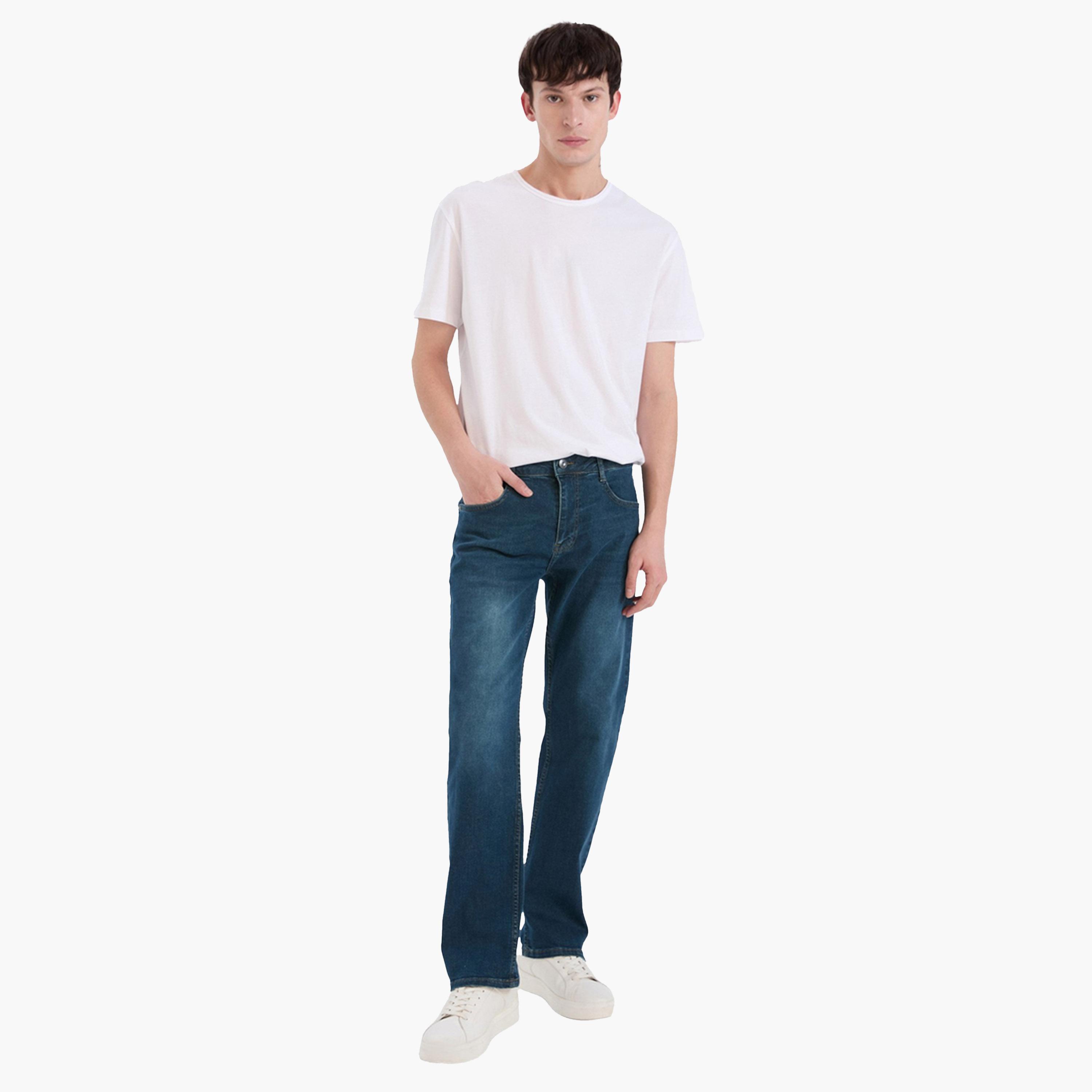 DeFacto X Styli Men's Dark Wash Blue Straight Leg Jeans-men-clothing-bottoms-jeans-image-2
