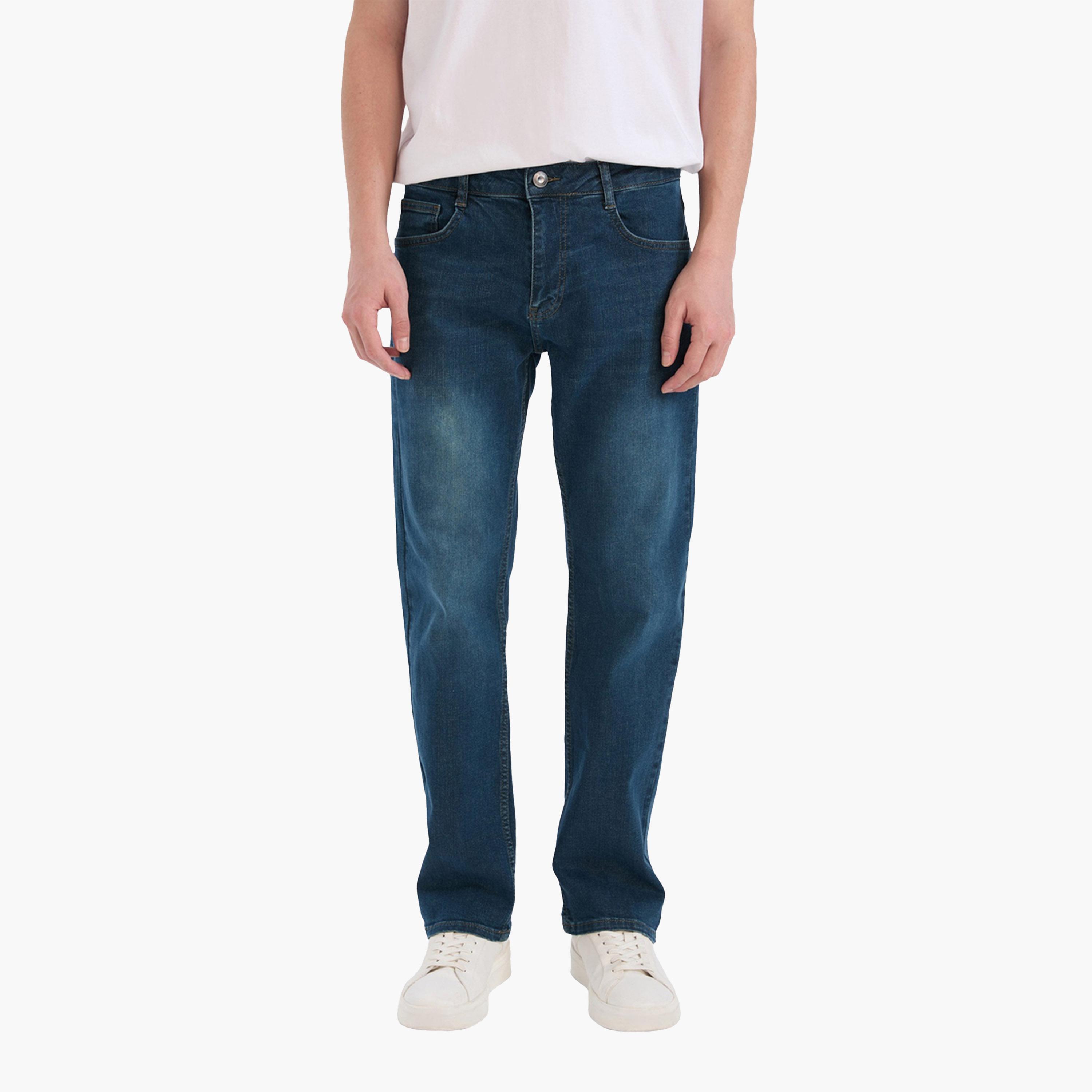 DeFacto X Styli Men's Dark Wash Blue Straight Leg Jeans-men-clothing-bottoms-jeans-image-3
