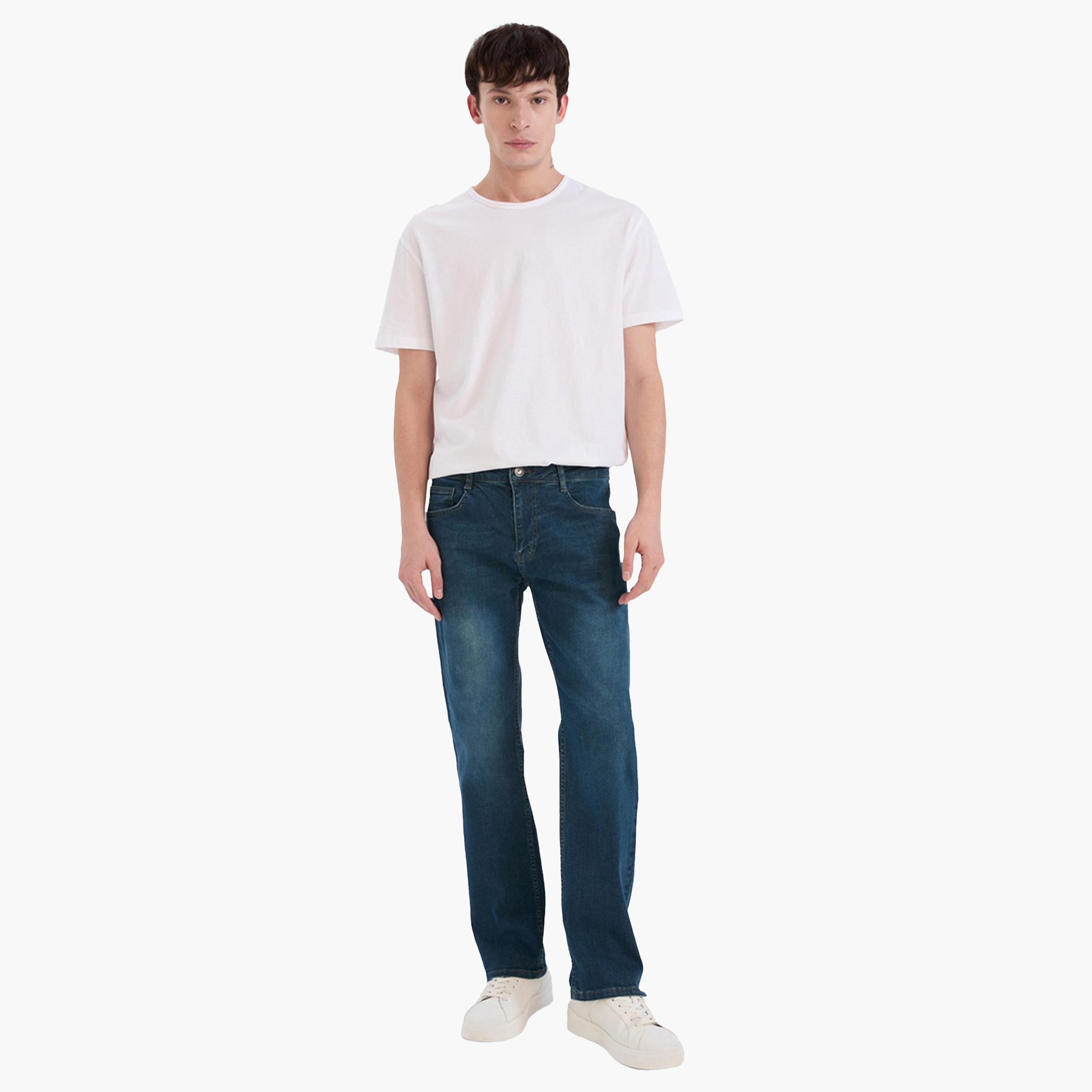 DeFacto X Styli Men's Dark Wash Blue Straight Leg Jeans-men-clothing-bottoms-jeans-image-4