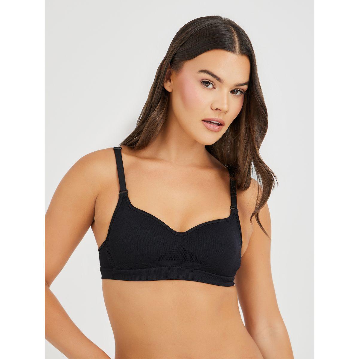 مجموعة من 3 صدريات بتصميم تيشيرت وتفاصيل درزات-women-clothing-lingerie-bras-image-2