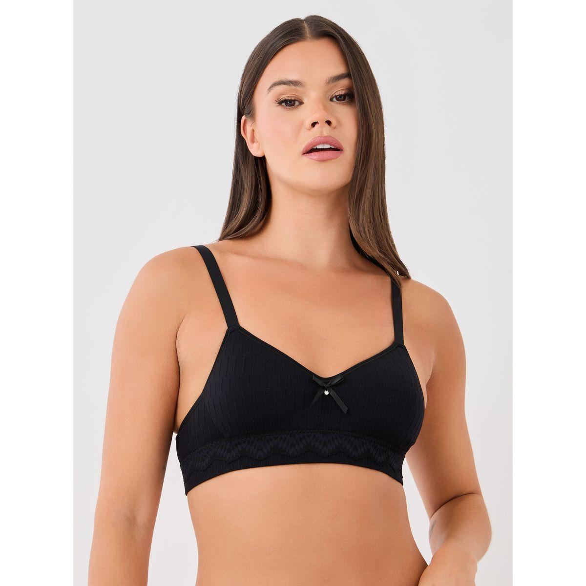 Styli Pack of 3 - Padded Non-Wired Textured Bra with Bow Detail-women-clothing-lingerie-bras-image-6