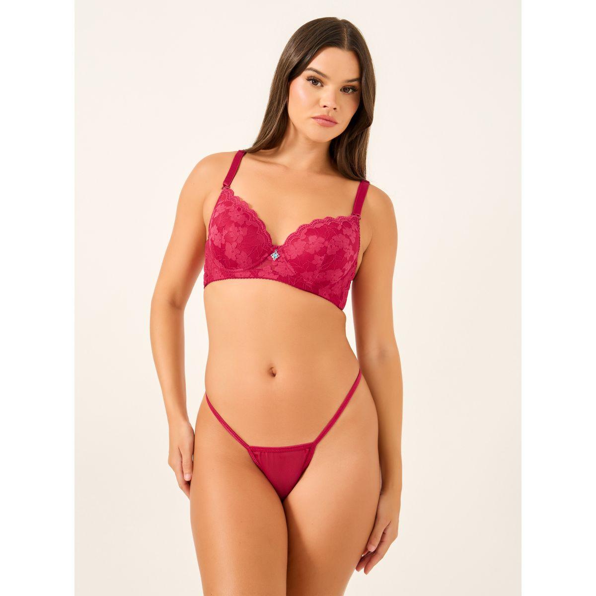 Styli Floral Lace Padded Wired Full Cup Bra with Metal Trim-women-clothing-lingerie-bras-image-2
