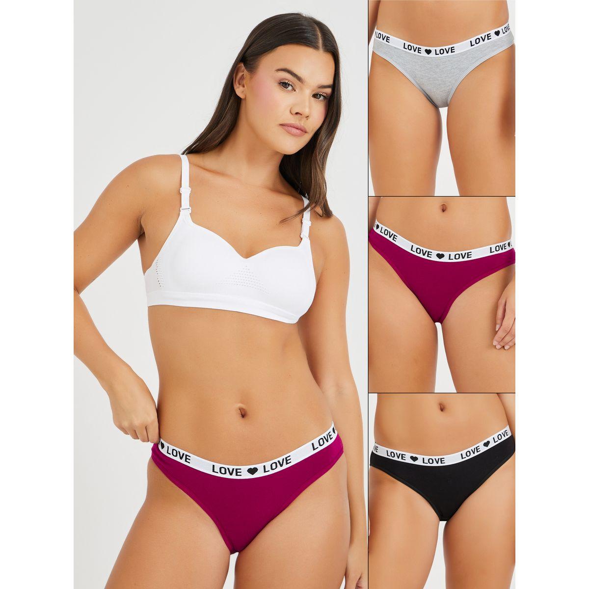 مجموعة من سراويل داخلية بكيني سادة-women-clothing-lingerie-panties-image-1