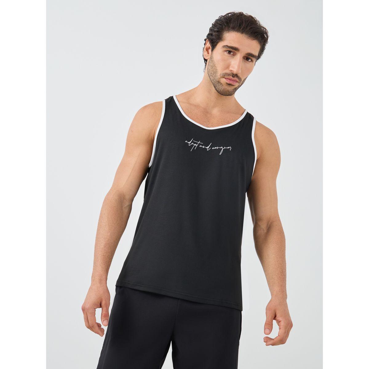 Styli Contrast Trim Slogan Print Vest-men-clothing-sportswearandactivewear-tshirtsandpolos-image-1