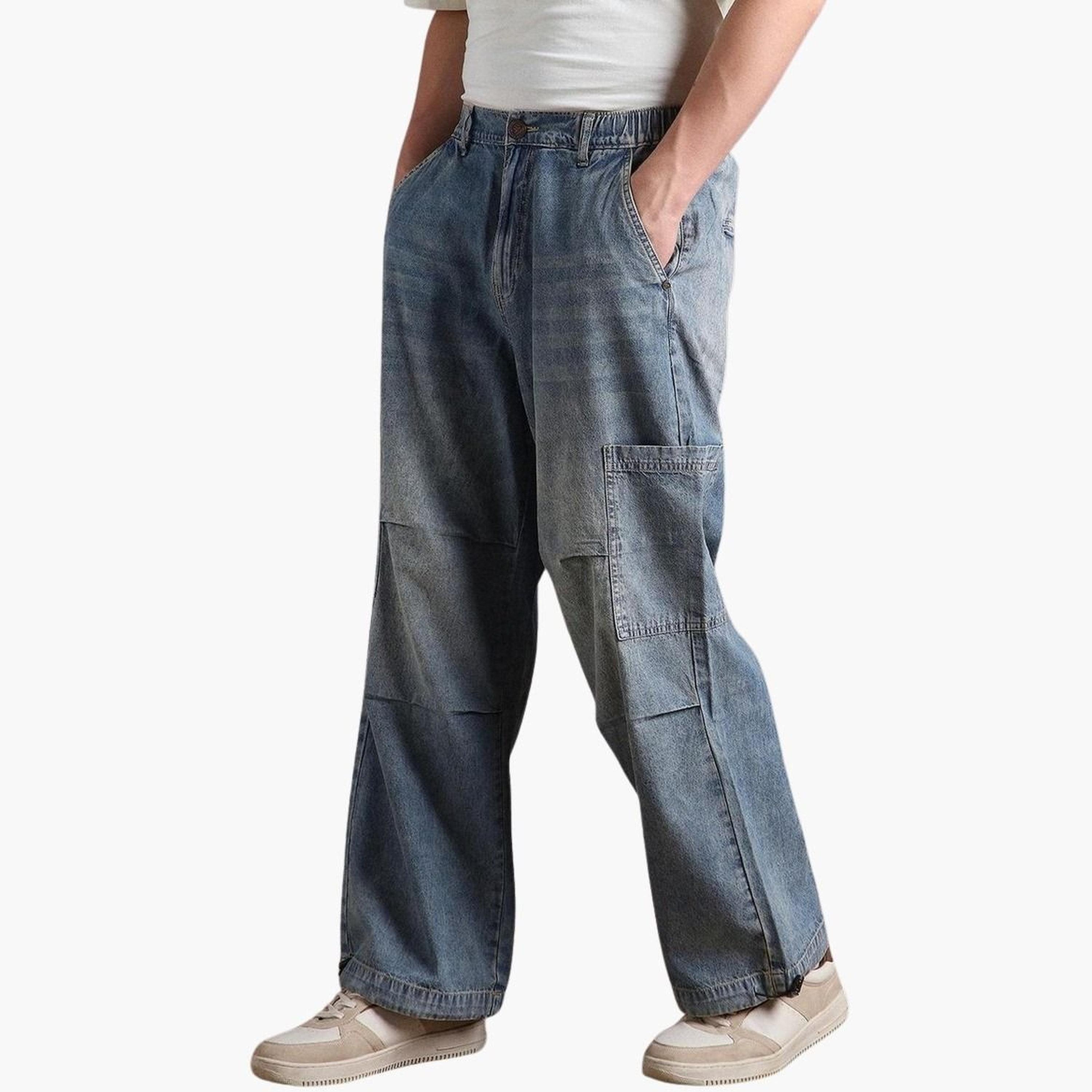 هوبرهولم - بنطال جينز واسع من قماش الدنيم لون أزرق فاتح للرجال-men-clothing-bottoms-jeans-image-1