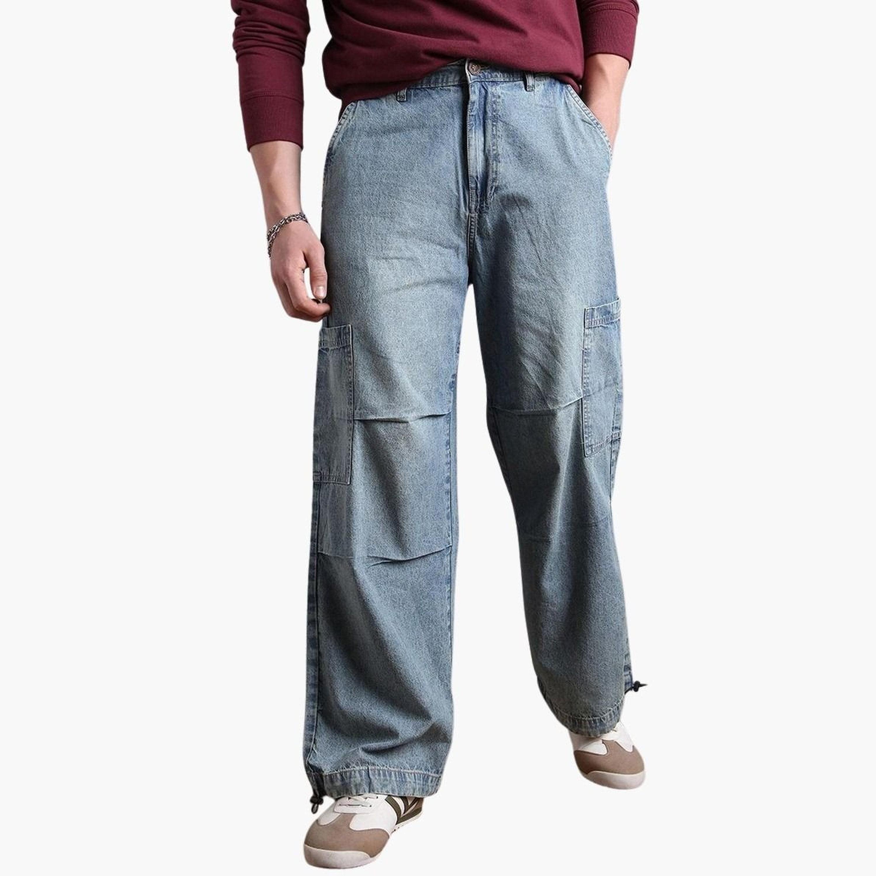 Hubberholme Men Light Wash Blue Denim Baggy Jeans-men-clothing-bottoms-jeans-image-1