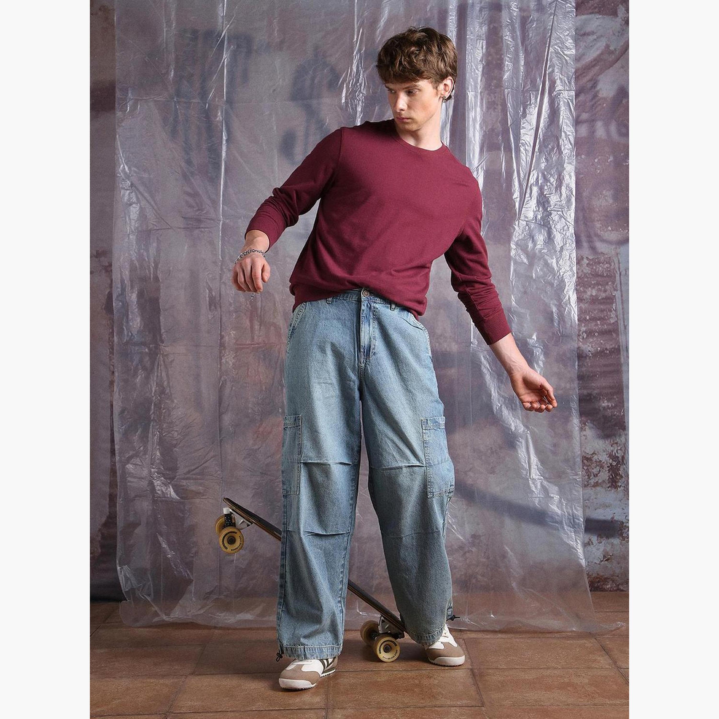 هوبرهولم - بنطال جينز واسع من قماش الدنيم لون أزرق فاتح للرجال-men-clothing-bottoms-jeans-image-2