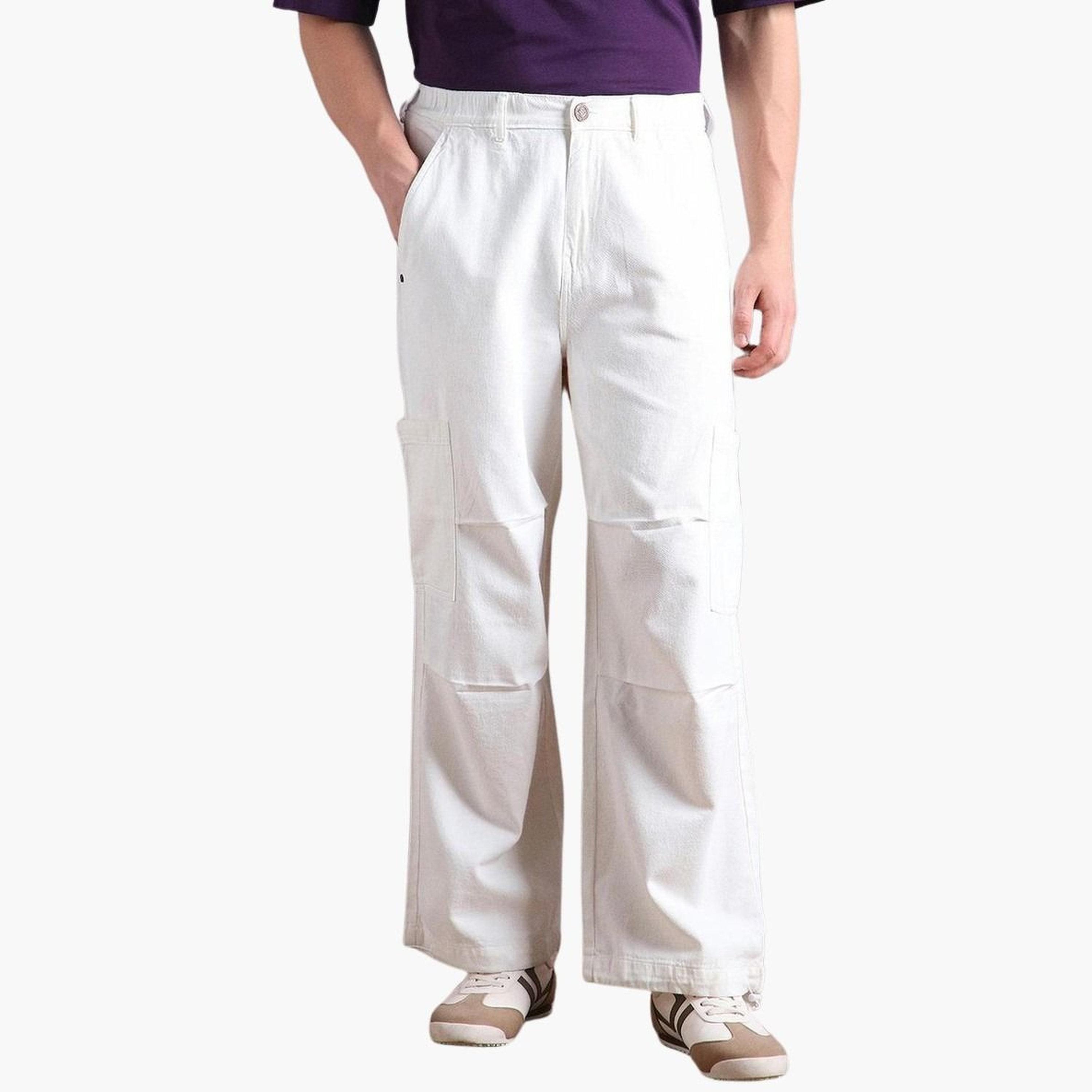 Hubberholme Men White Light Wash Cargo Jeans-men-clothing-bottoms-jeans-image-1
