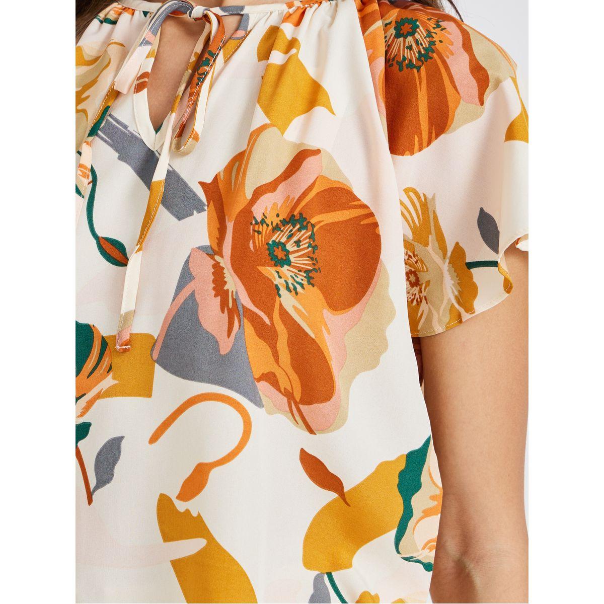 Styli Floral Print Batwing Sleeve Tie-Up Neck Blouse-women-clothing-shirtsandblouses-blouses-image-3