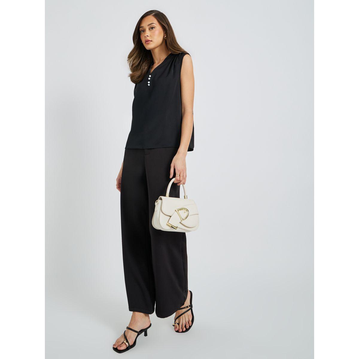 Styli Solid Button Front Sleeveless Blouse-women-clothing-shirtsandblouses-blouses-image-2