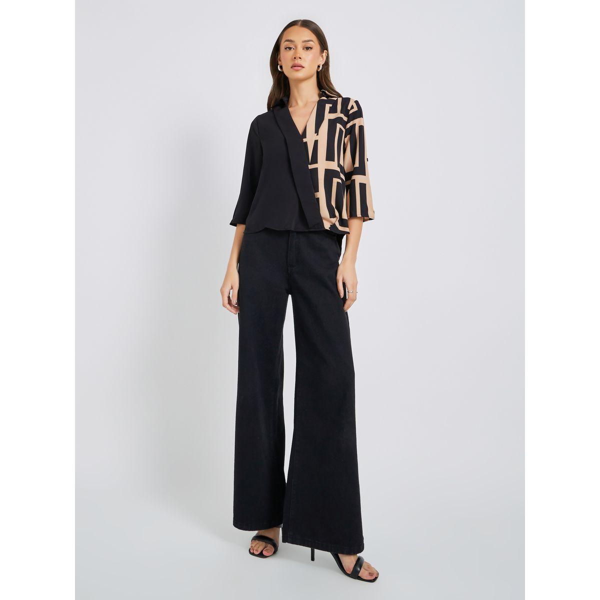 بلوزة بطبعة جرافيك وأكمام قصيرة-women-clothing-shirtsandblouses-shirts-image-2
