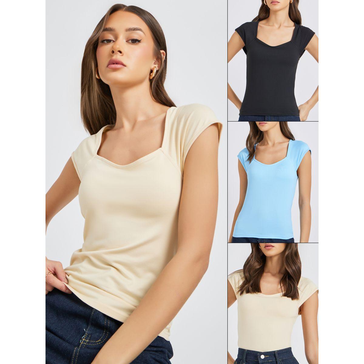 مجموعة من 3 تيشيرتات سادة-women-clothing-tshirts-image-1