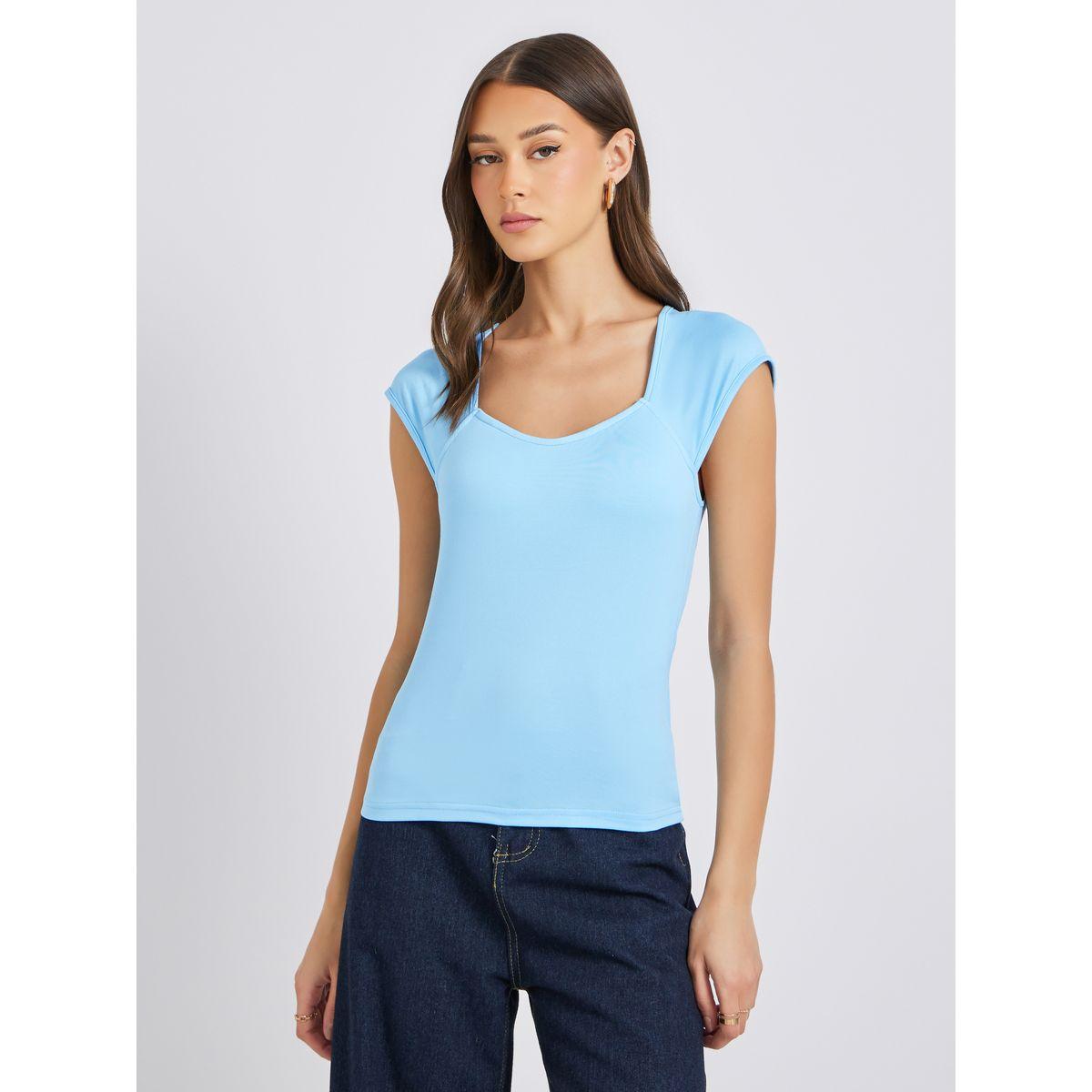 Styli Set of 3 - Solid Sweetheart Neck Regular Fit T-Shirt-women-clothing-tshirts-image-6
