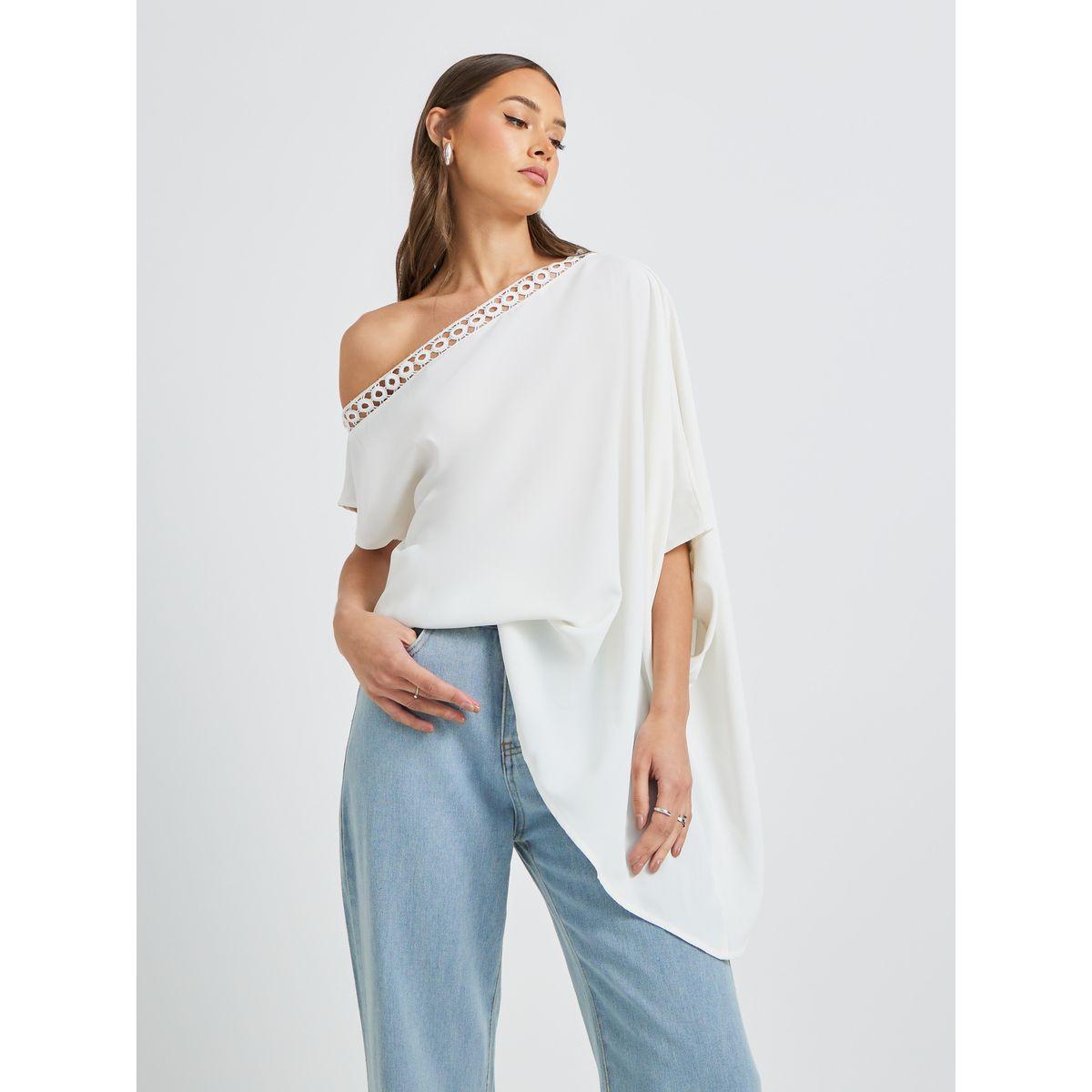 بلوزة سادة بكتف واحد وأكمام خفاش-women-clothing-shirtsandblouses-blouses-image-3