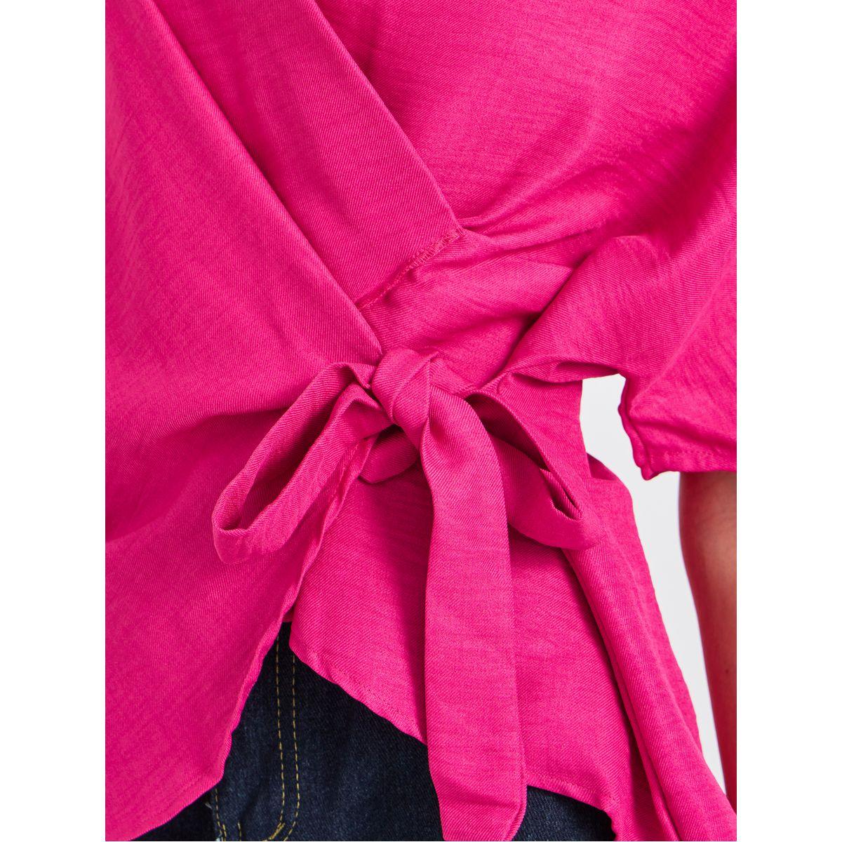 Styli Solid Asymmetric Hem Wrap Blouse-women-clothing-shirtsandblouses-blouses-image-3