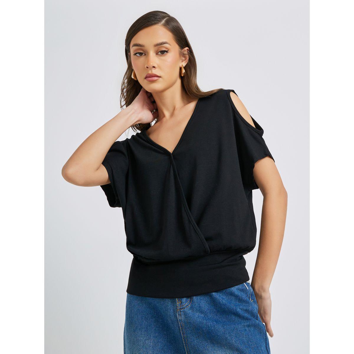 بلوزة سادة بنمط لف وفتحات-women-clothing-shirtsandblouses-blouses-image-3