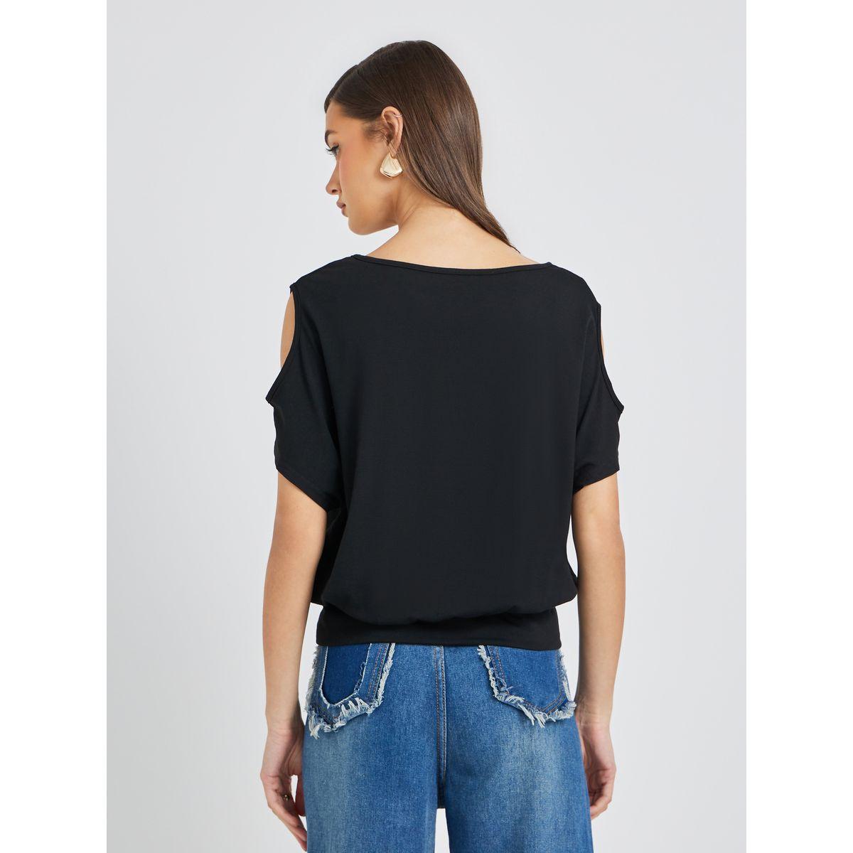 Styli Solid V-Neck Wrap Top with Cut Out Detail-women-clothing-shirtsandblouses-blouses-image-5