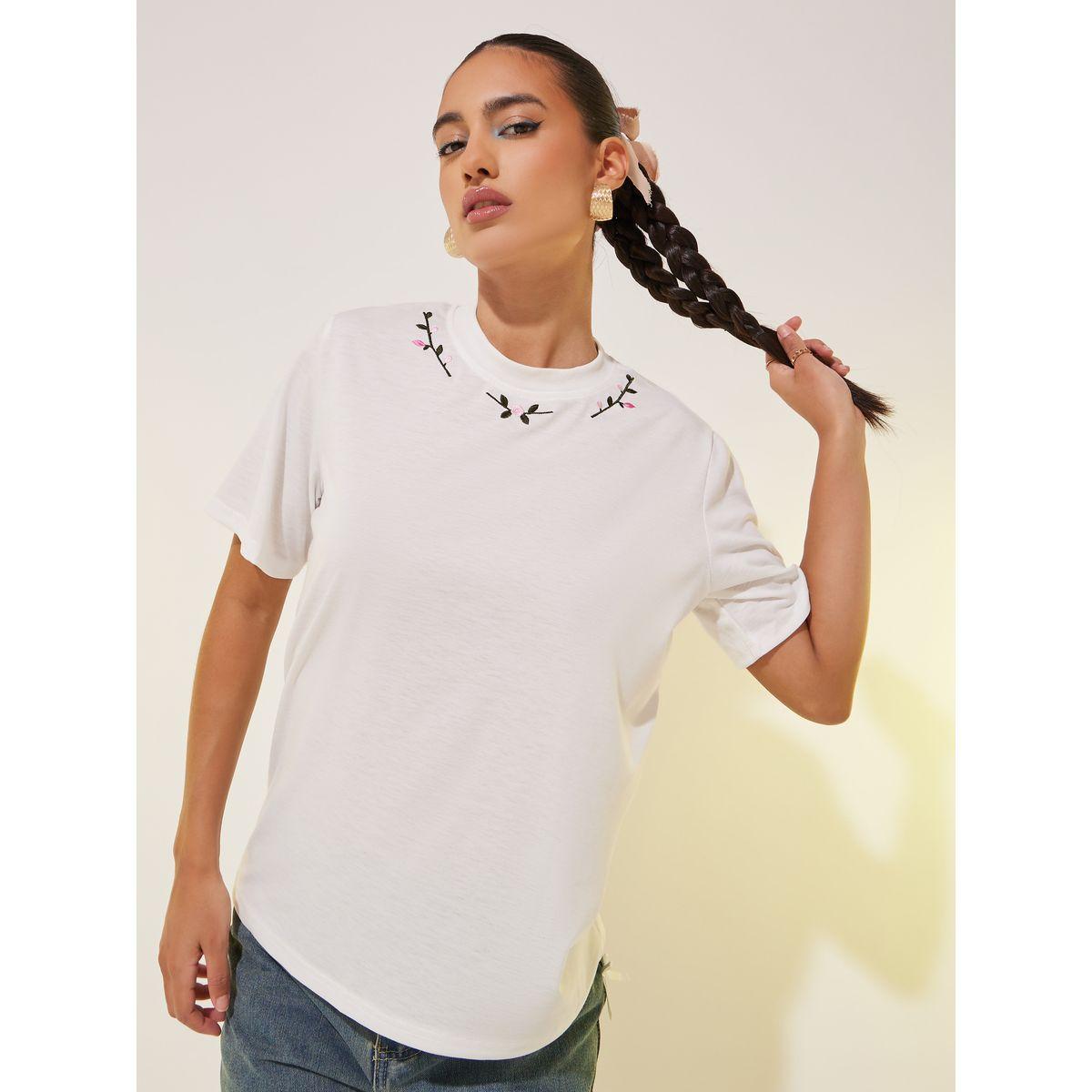 Styli Embroidered Round Neck Regular Fit T-Shirt-women-clothing-tshirts-image-1