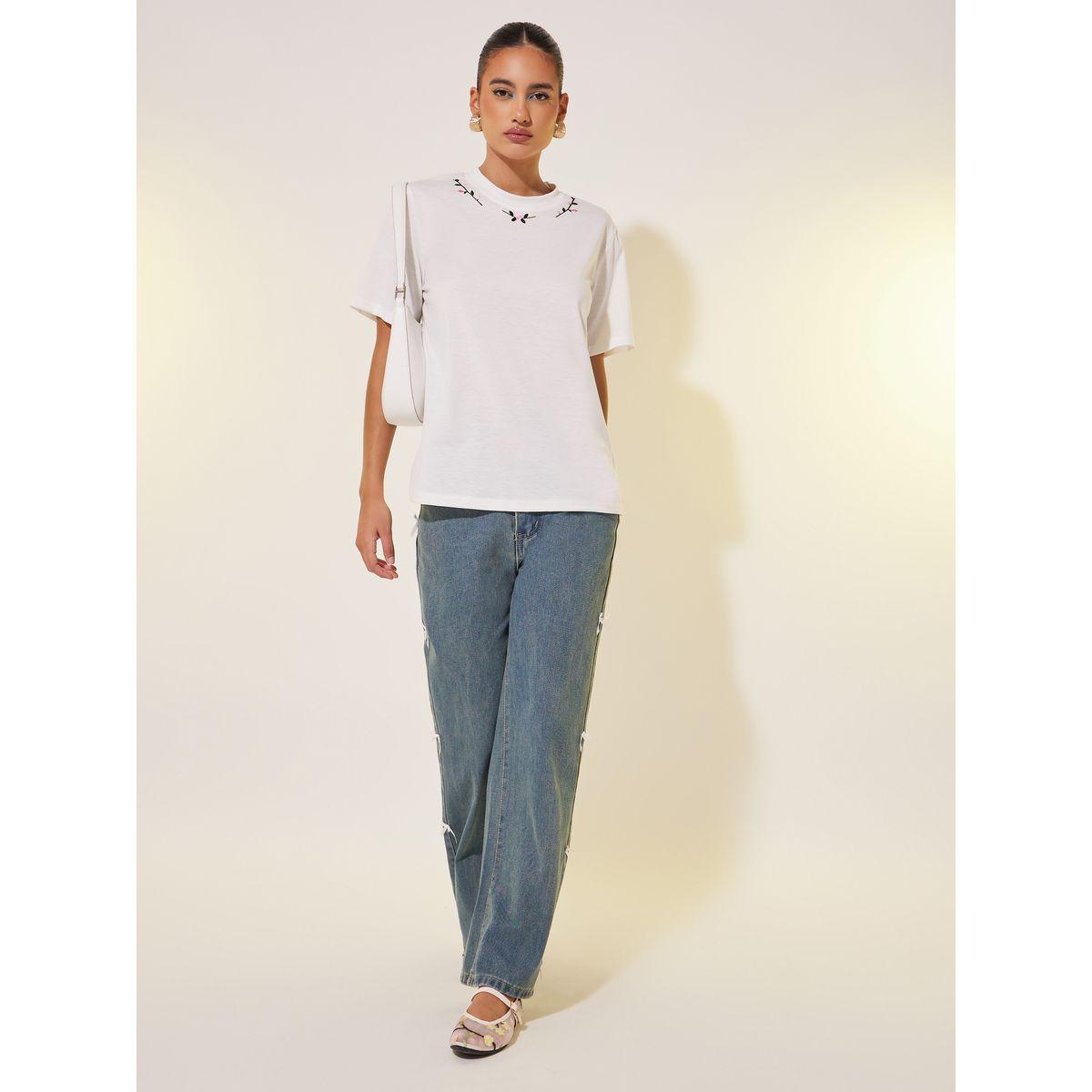 Styli Embroidered Round Neck Regular Fit T-Shirt-women-clothing-tshirts-image-2