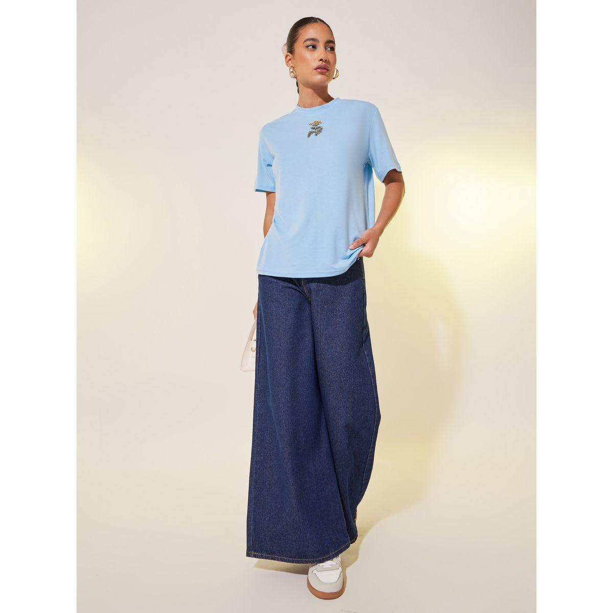 Styli Embroidered Round Neck T-Shirt-women-clothing-tshirts-image-2