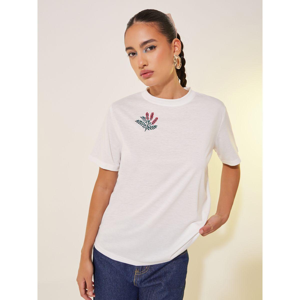 Styli Floral Embroidered Round Neck T-Shirt-women-clothing-tshirts-image-1