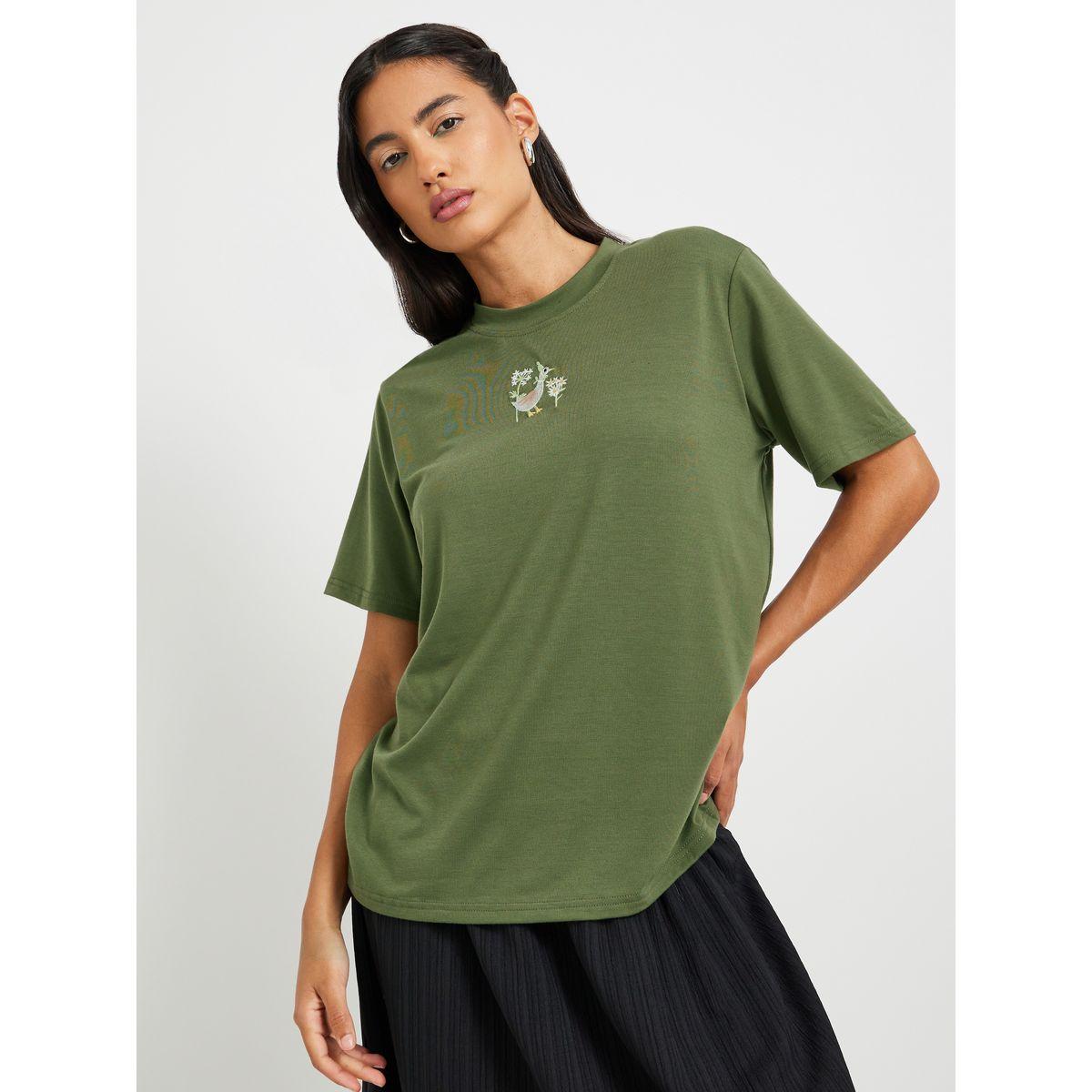 Styli Embroidered Round Neck T-Shirt-women-clothing-tshirts-image-1
