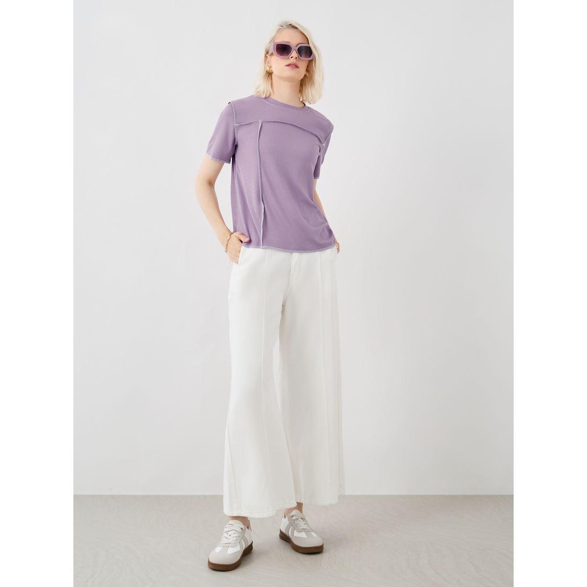 Styli Textured Round Neck Short Sleeve T-Shirt-women-clothing-tshirts-image-3