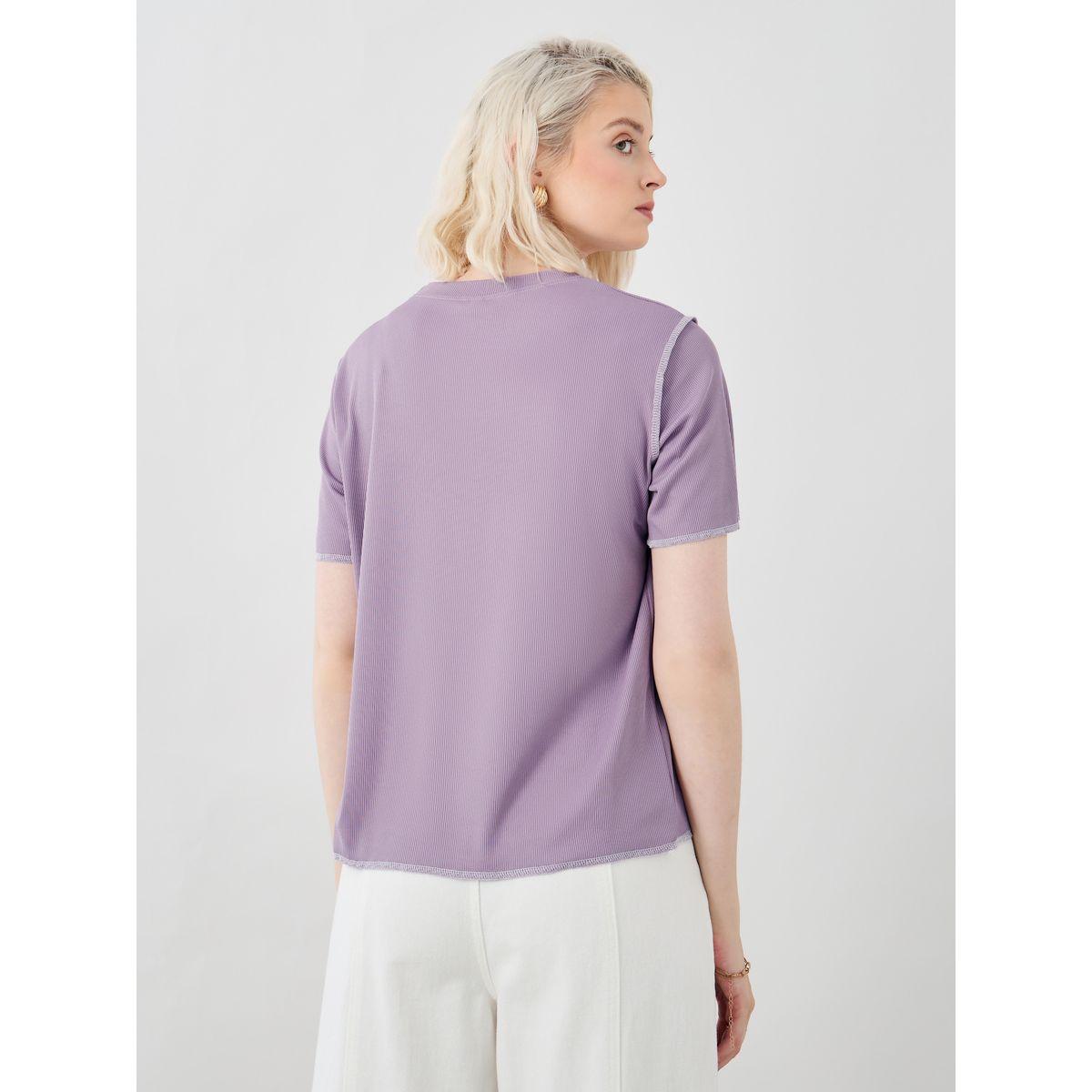 Styli Textured Round Neck Short Sleeve T-Shirt-women-clothing-tshirts-image-5