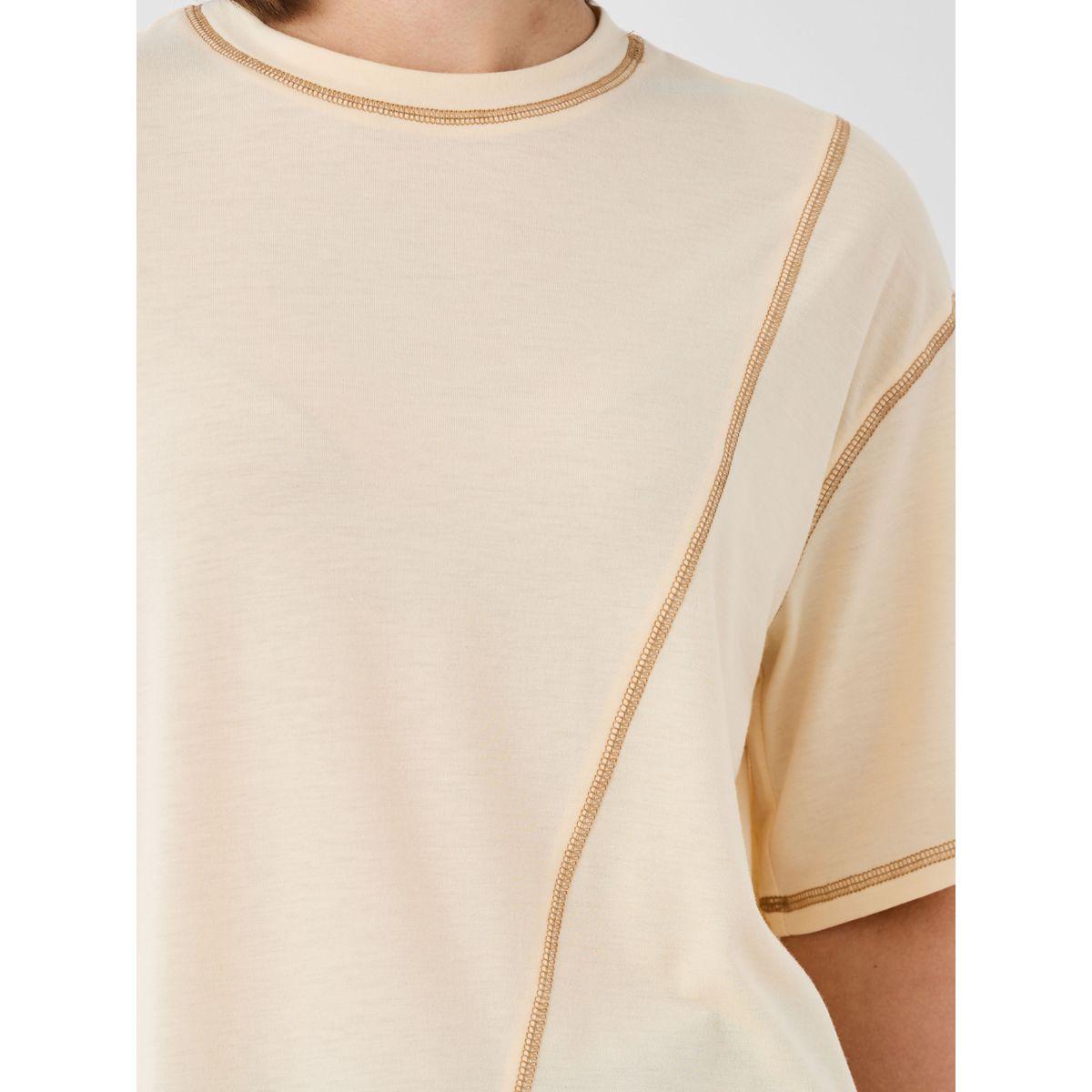 Styli Solid Round Neck T-Shirt with Contrast Stitching Detail-women-clothing-tshirts-image-4