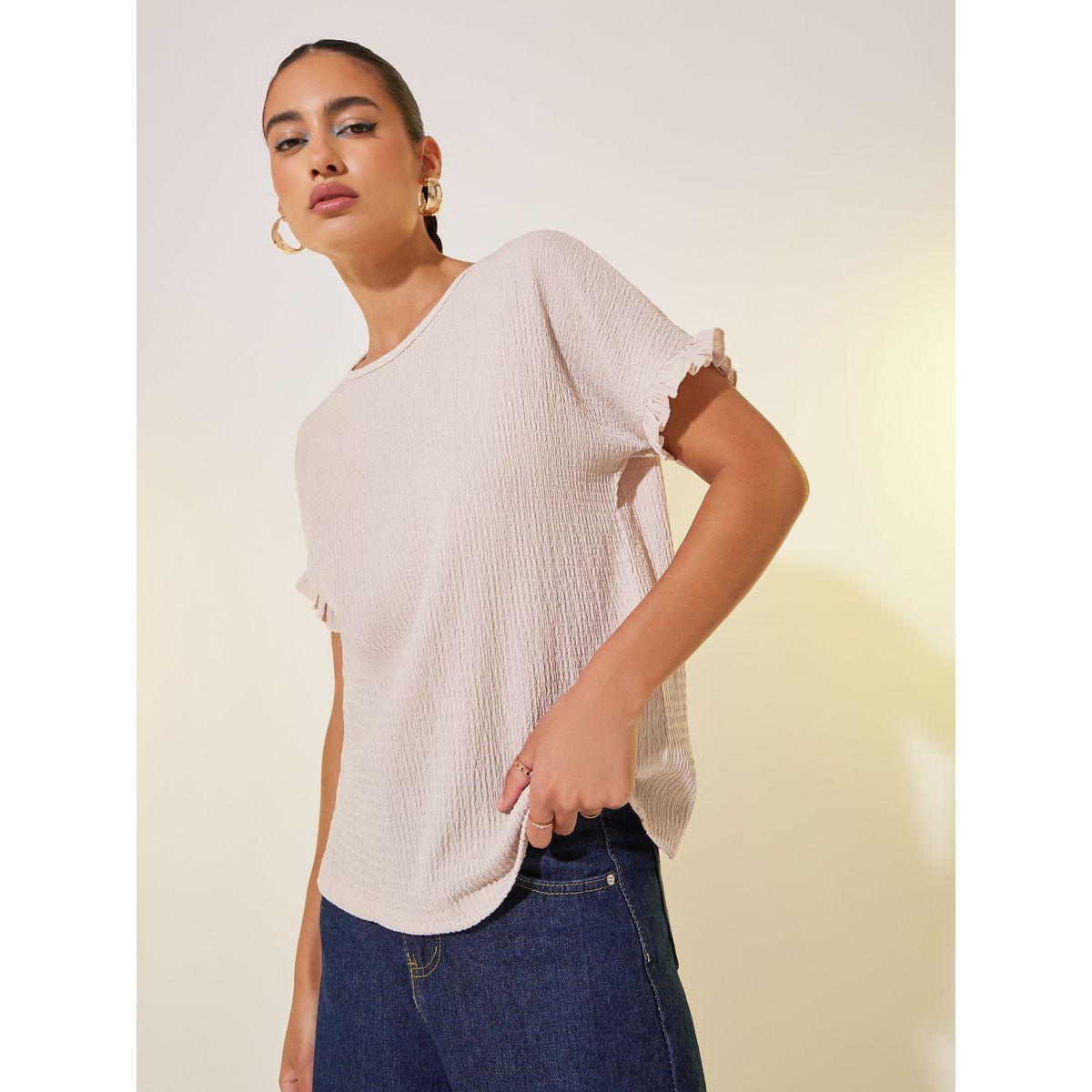 تيشيرت سادة بياقة دائرية وقصة واسعة-women-clothing-tshirts-image-1