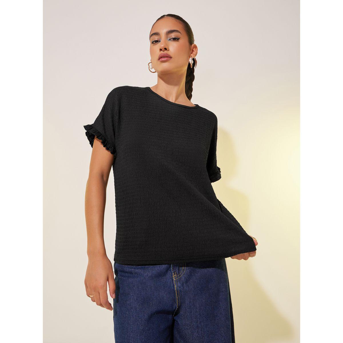 تيشيرت سادة بياقة دائرية وقصة واسعة-women-clothing-tshirts-image-3