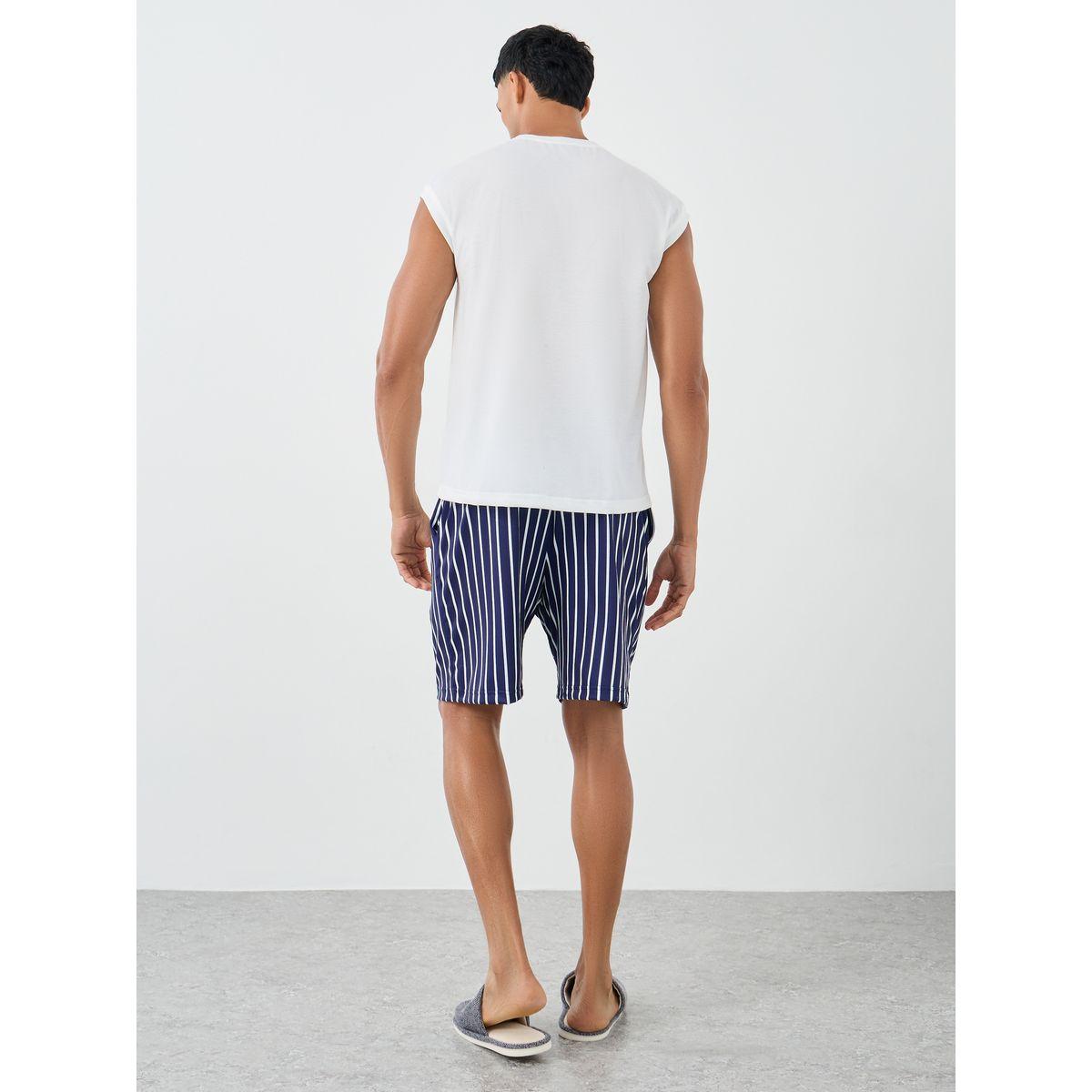 مجموعة من شورت مخطط مع بلوزة سادة بلا أكمام-men-clothing-nightwear-sets-image-4