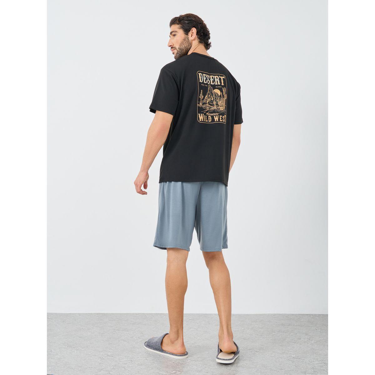 Styli Back Graphic Print T-Shirt and Shorts Set-men-clothing-nightwear-sets-image-1