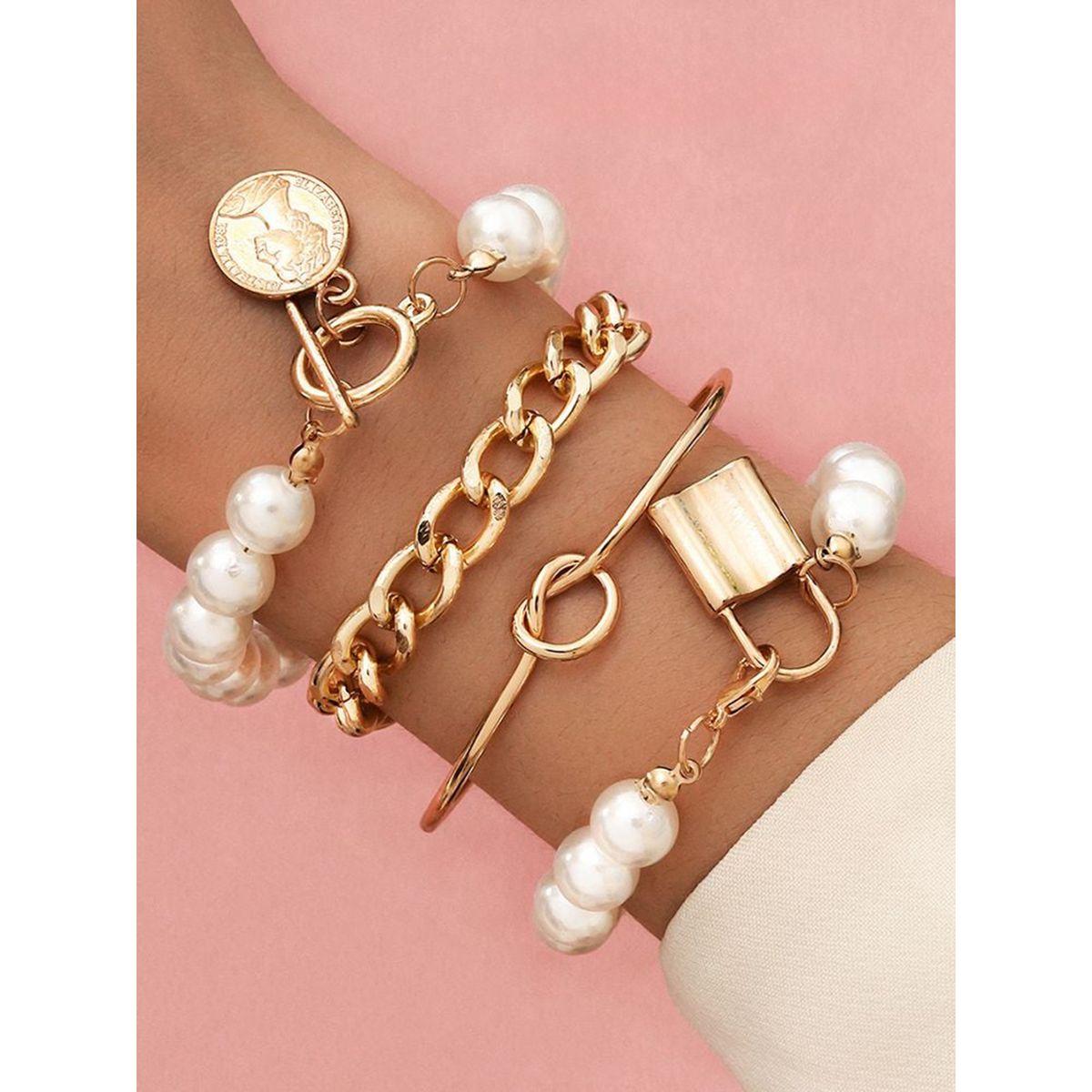 مجموعة من 4 أساور يد كاجوال-women-watchesandjewellery-jewellery-banglesandbracelets-image-1