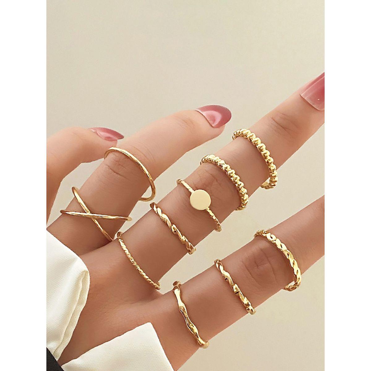 مجموعة من 10 خواتم يد كاجوال-women-watchesandjewellery-jewellery-rings-image-1