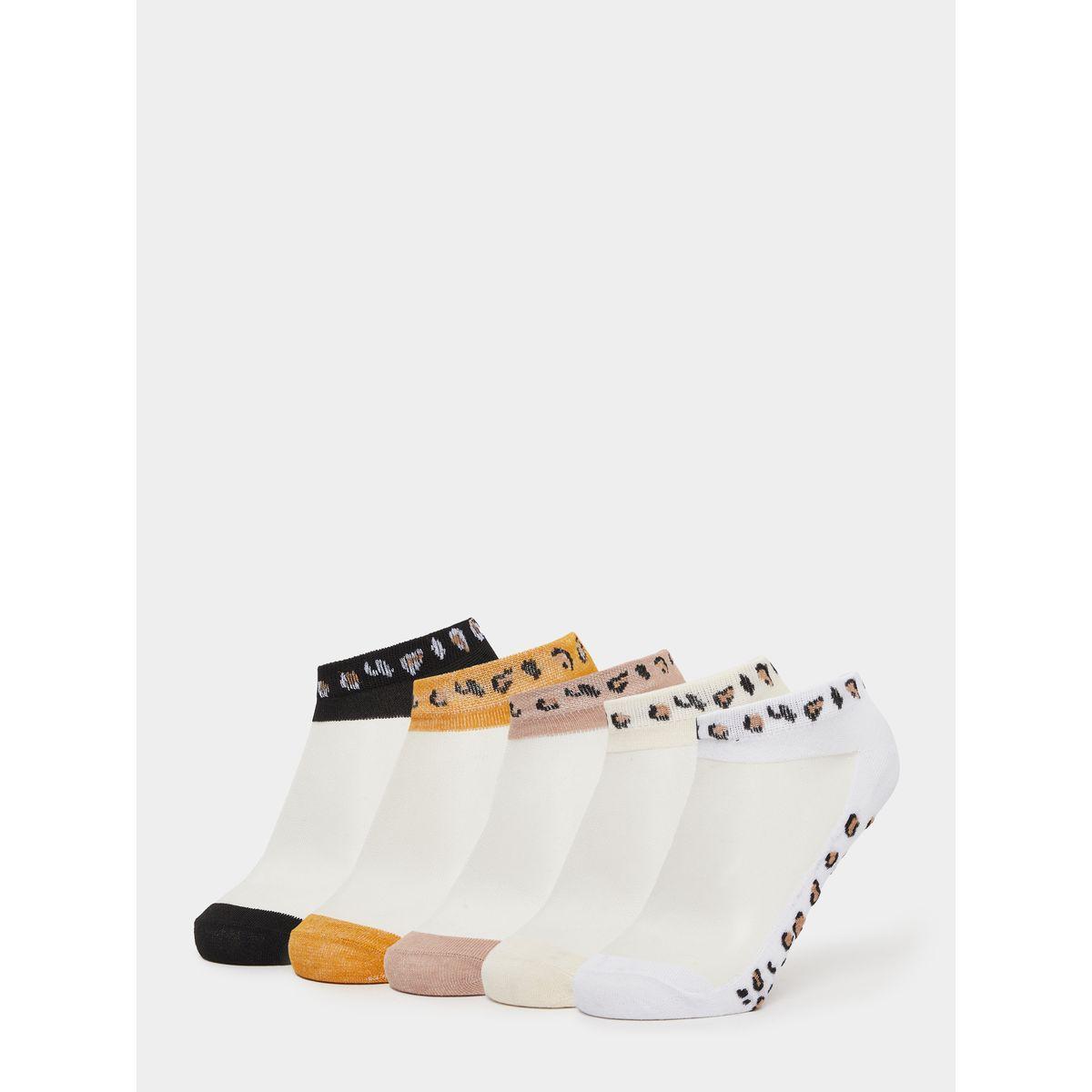 Styli Set of 5 - Leopard Print Ankle Socks-women-socksandstockings-image-1