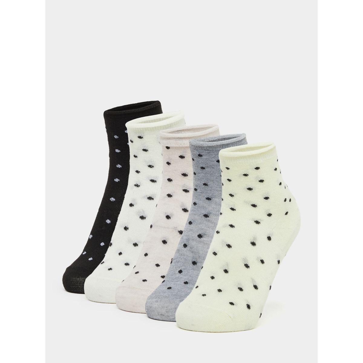 Styli Set of 5 - Polka Dot Print Crew Socks-women-socksandstockings-image-1